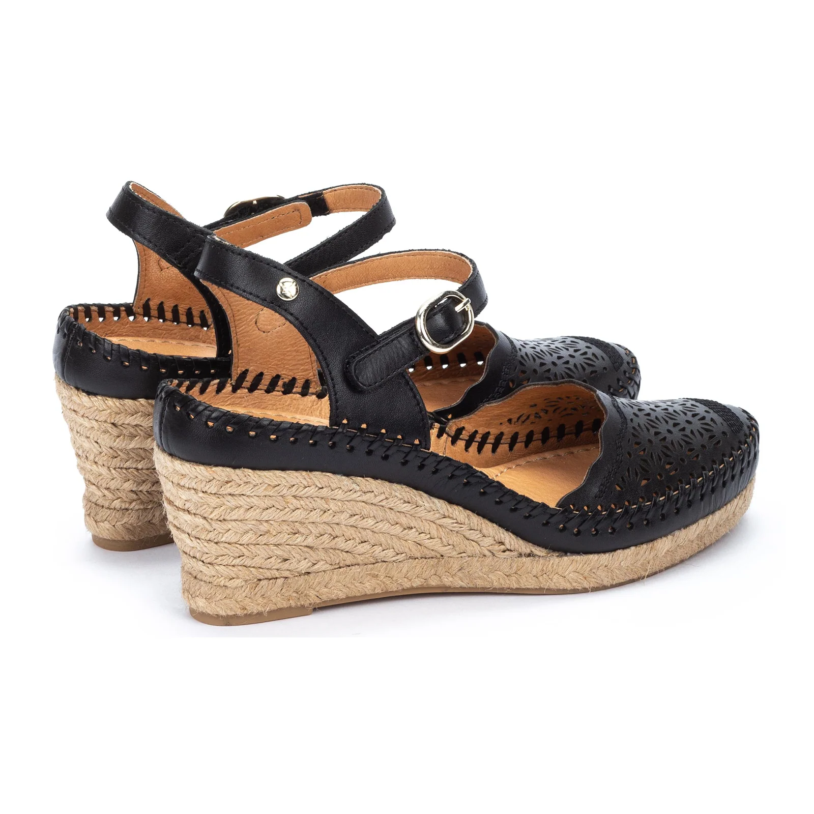 Pikolinos Vila W9Y-1508 Wedge Sandal (Women) - Black Leather - Image 4