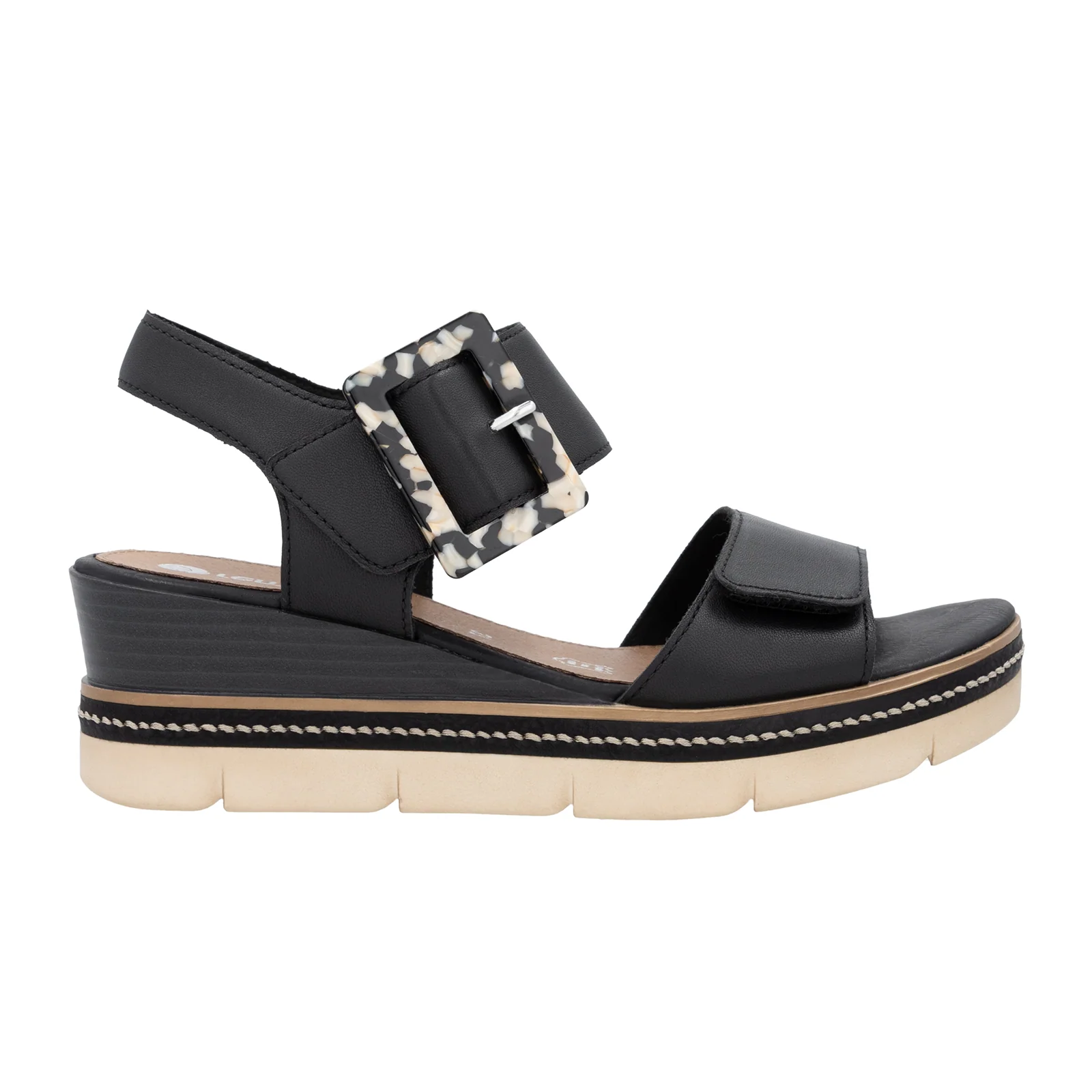 Remonte Jerilyn 53 Wedge Sandal (Women) - Black Multi