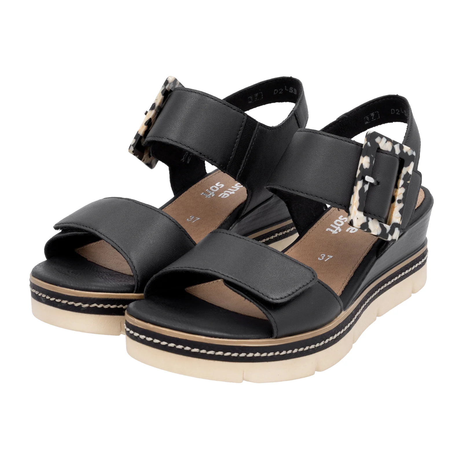 Remonte Jerilyn 53 Wedge Sandal (Women) - Black Multi - Image 3