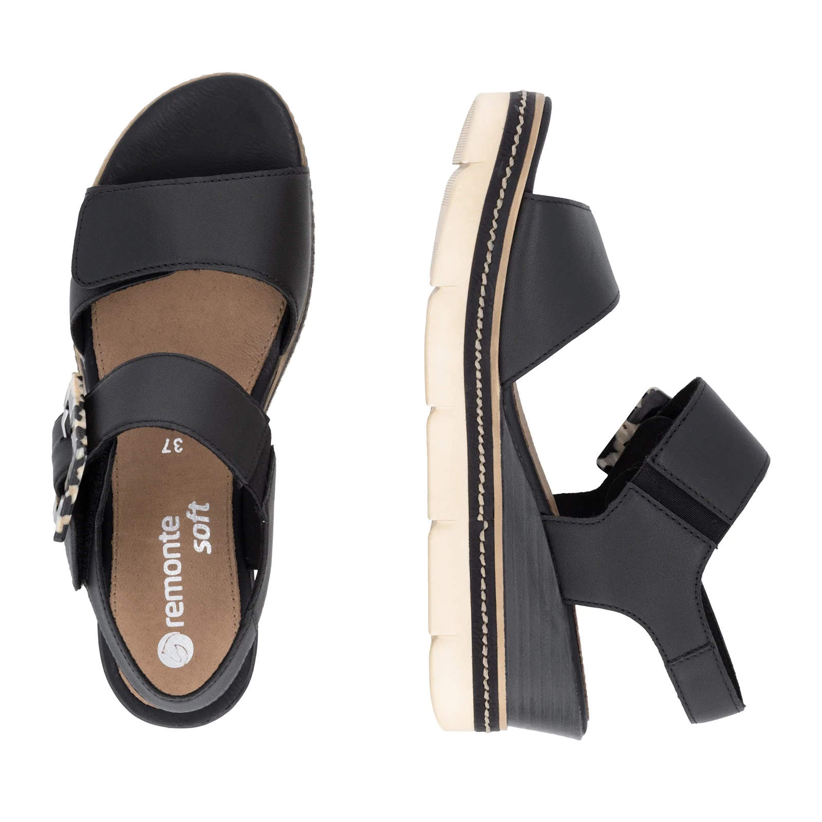 Remonte Jerilyn 53 Wedge Sandal (Women) - Black Multi - Image 6