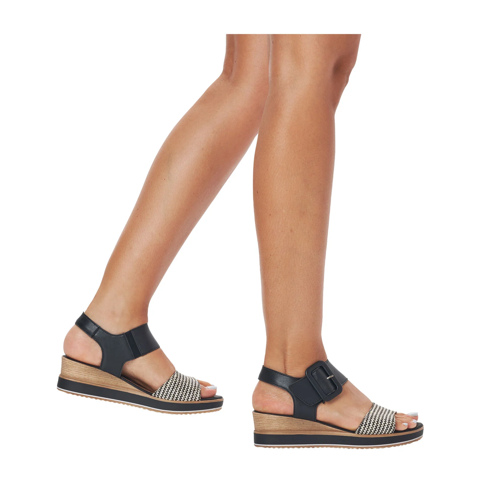 Remonte Jerilyn 53 Wedge Sandal (Women) - Schwarz-Crema/Schwarz Siradial Lugano - Image 5