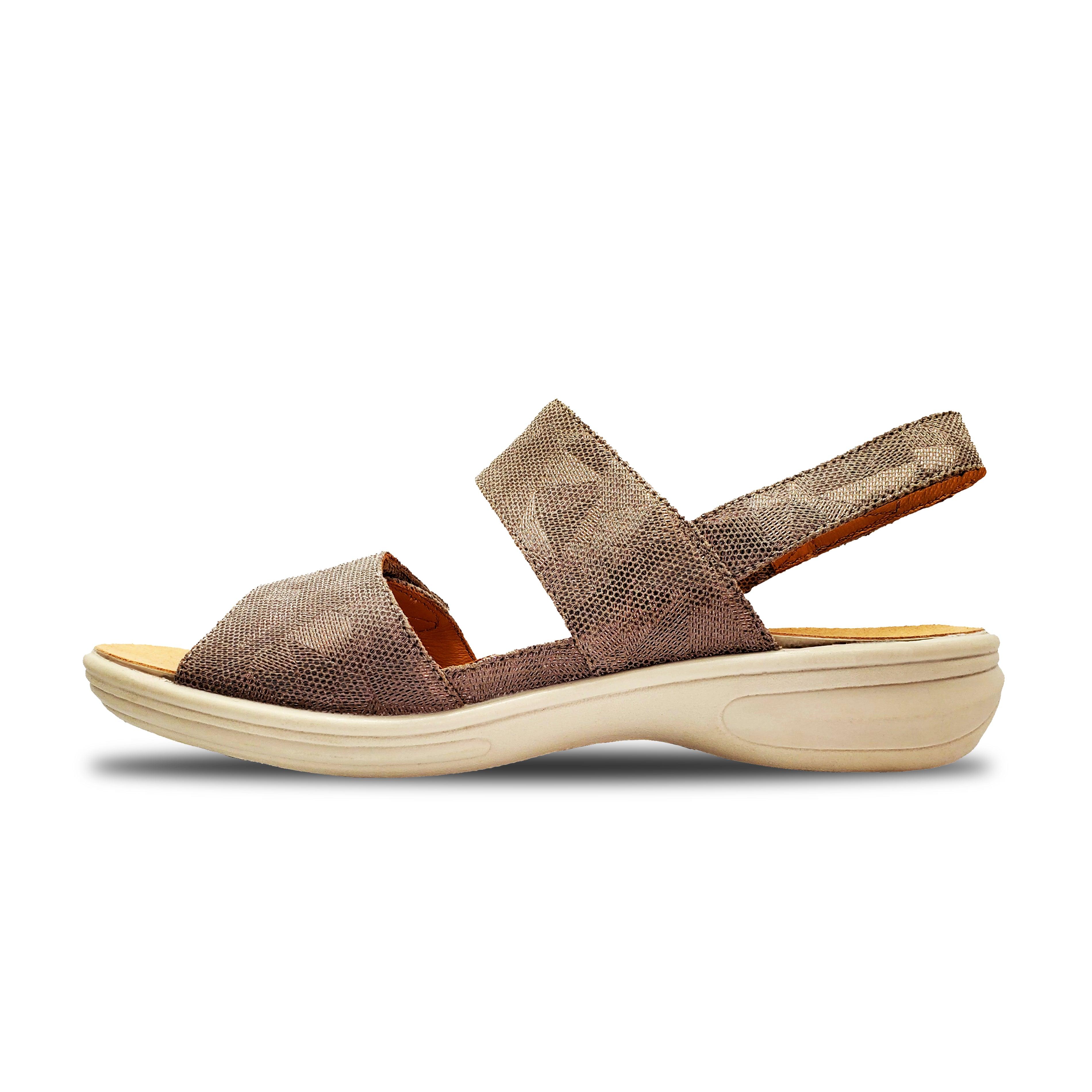 Revere Como Backstrap Sandal (Women) - Champagne Angle - Image 2