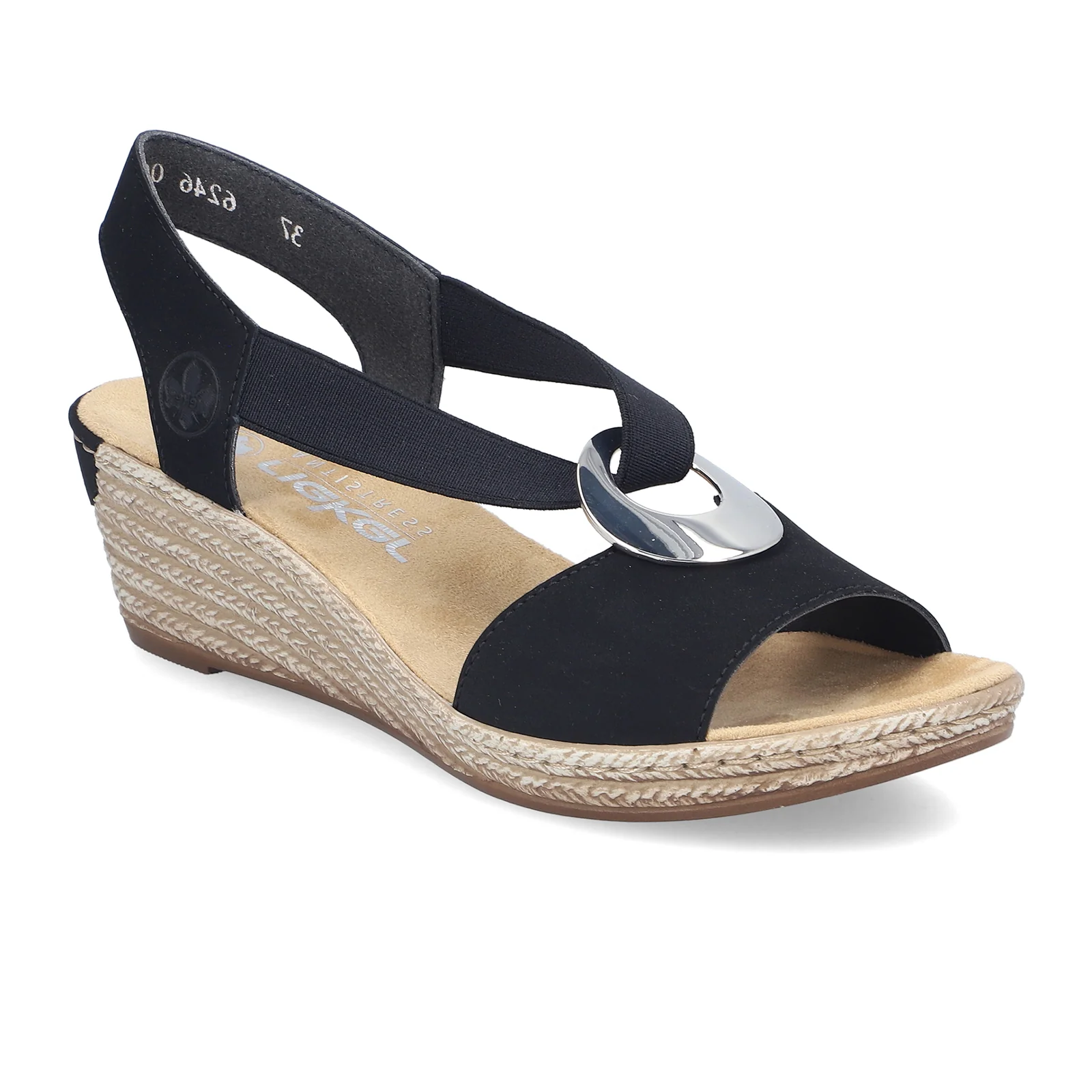 Rieker Fanni H6 Wedge Sandal (Women) - Black - Image 3