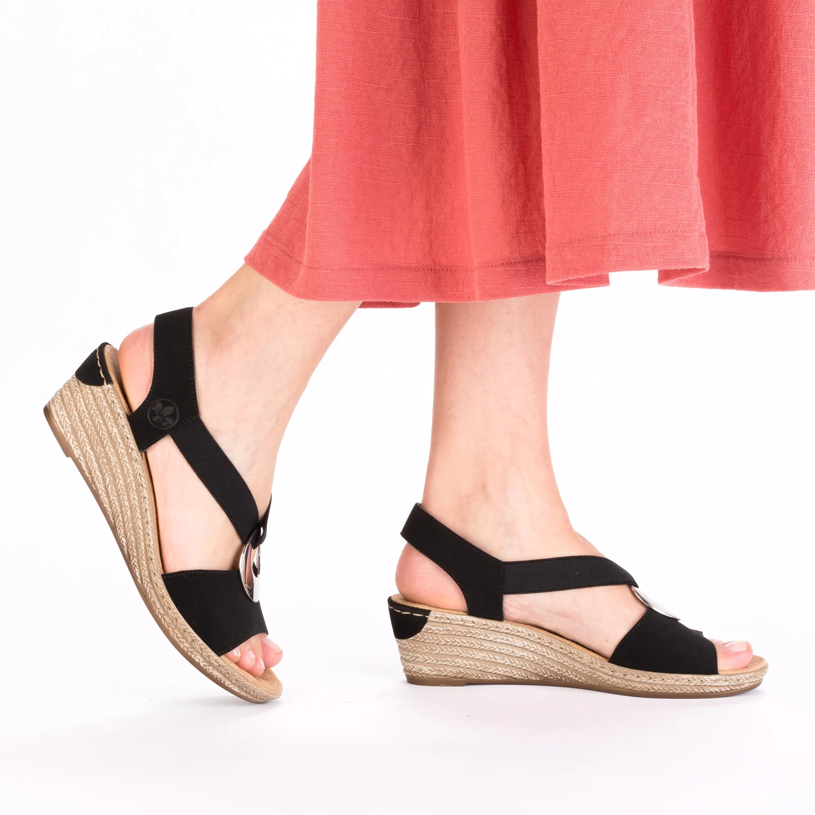 Rieker Fanni H6 Wedge Sandal (Women) - Black - Image 5