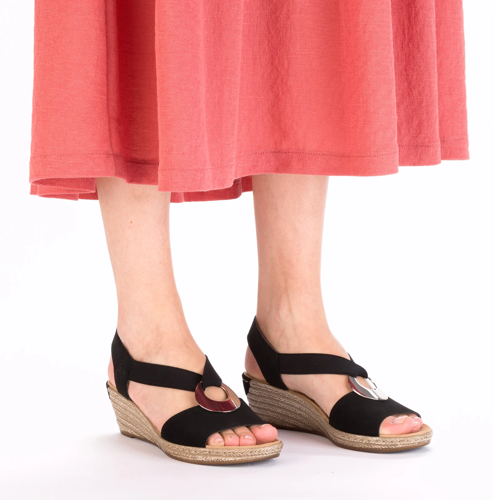 Rieker Fanni H6 Wedge Sandal (Women) - Black - Image 9