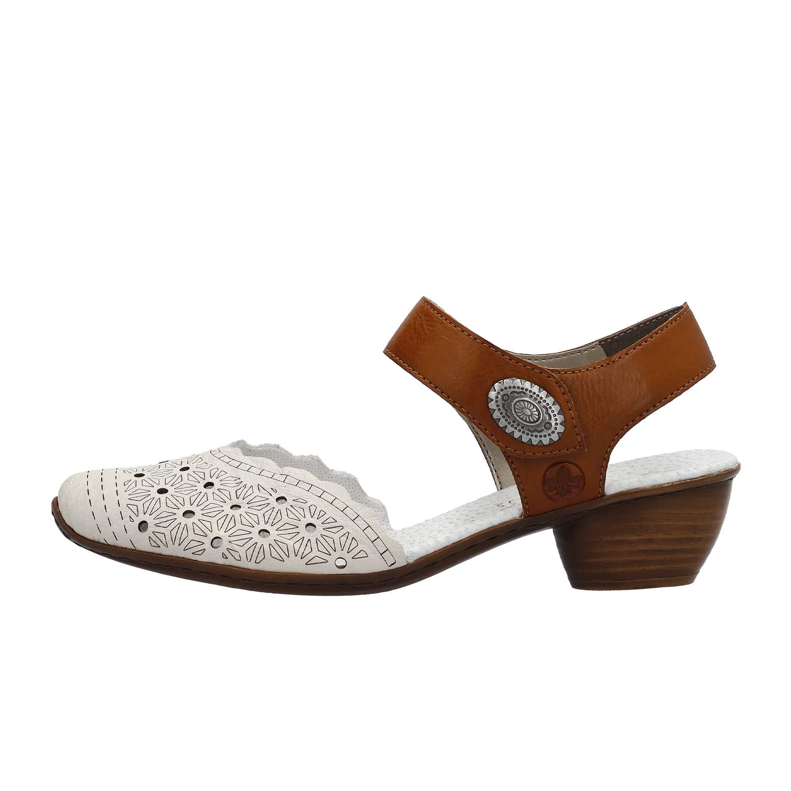 Rieker Mirjam 03 Heeled Sandal (Women) - Cream/Cayenne - Image 2