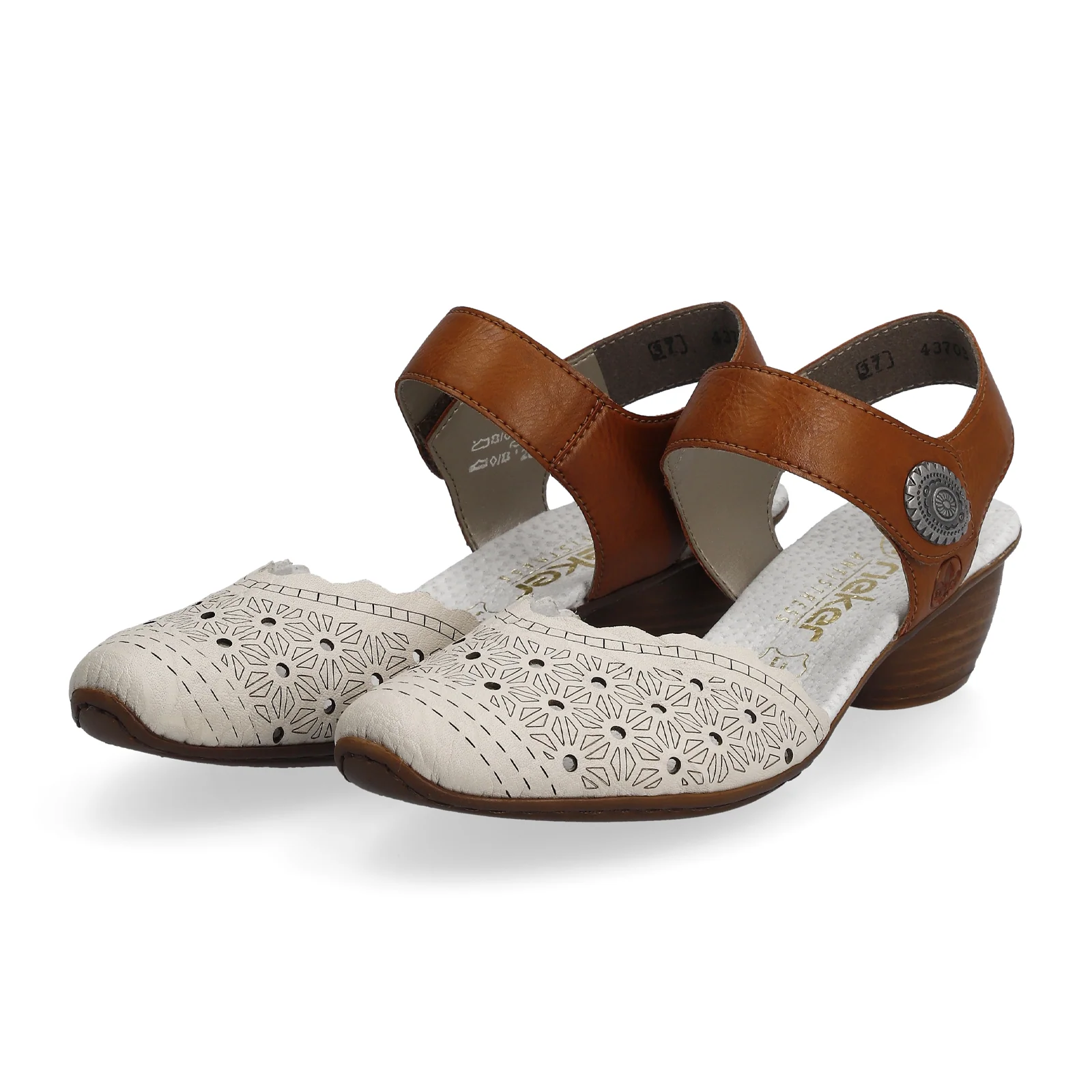 Rieker Mirjam 03 Heeled Sandal (Women) - Cream/Cayenne - Image 4