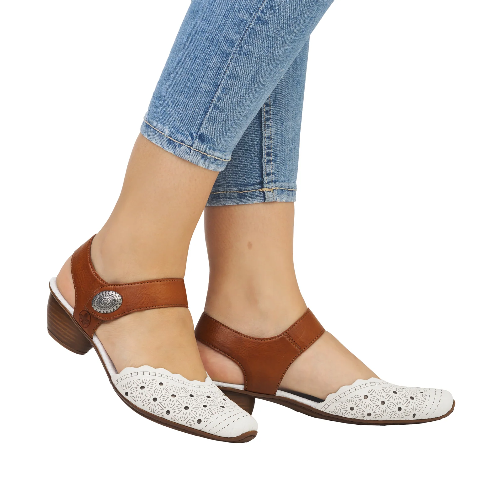 Rieker Mirjam 03 Heeled Sandal (Women) - Cream/Cayenne - Image 7