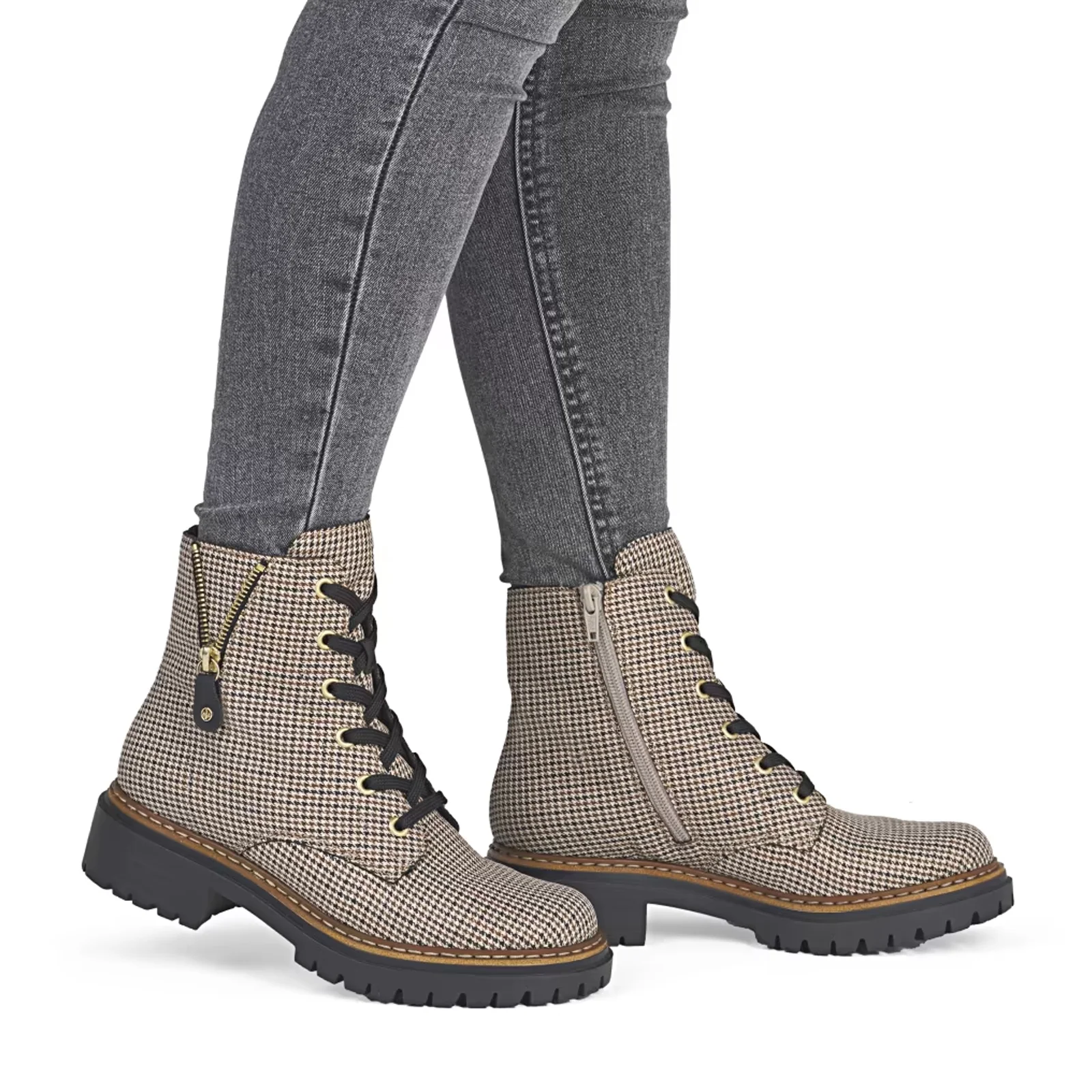 Rieker Pearl 17 Boot (Women) - Beige Schwarz/Schwarz Caroni - Image 9