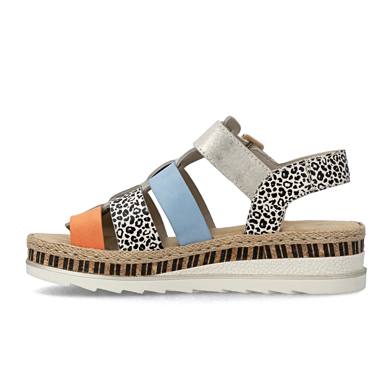 Rieker Regina 04 Wedge Sandal (Women) - Nude/Pumpkin/Kreide/Aqua - Image 2