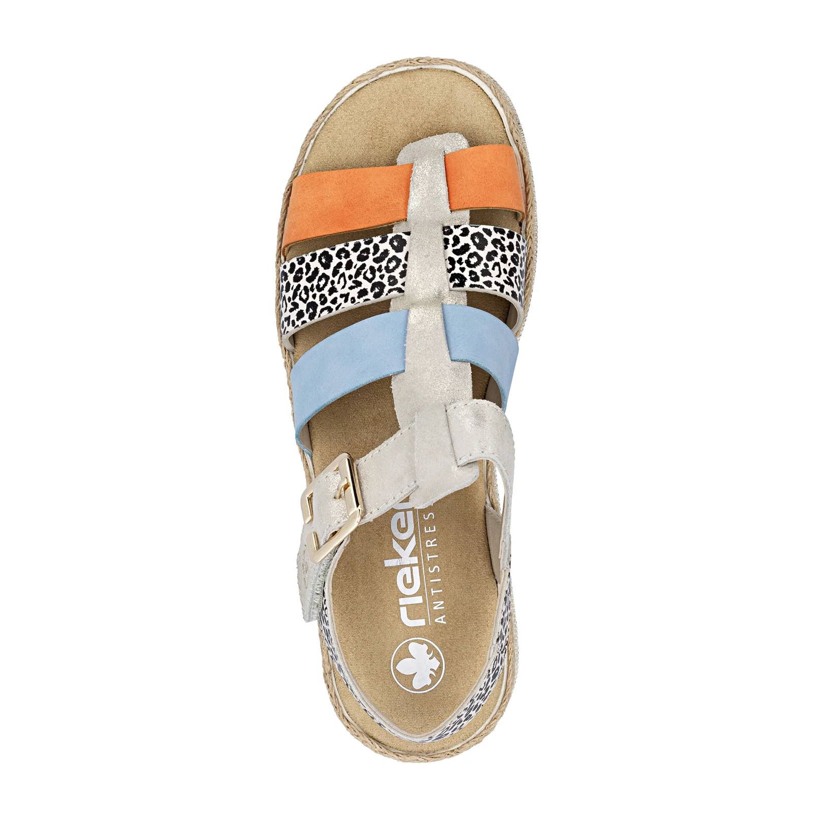 Rieker Regina 04 Wedge Sandal (Women) - Nude/Pumpkin/Kreide/Aqua - Image 4