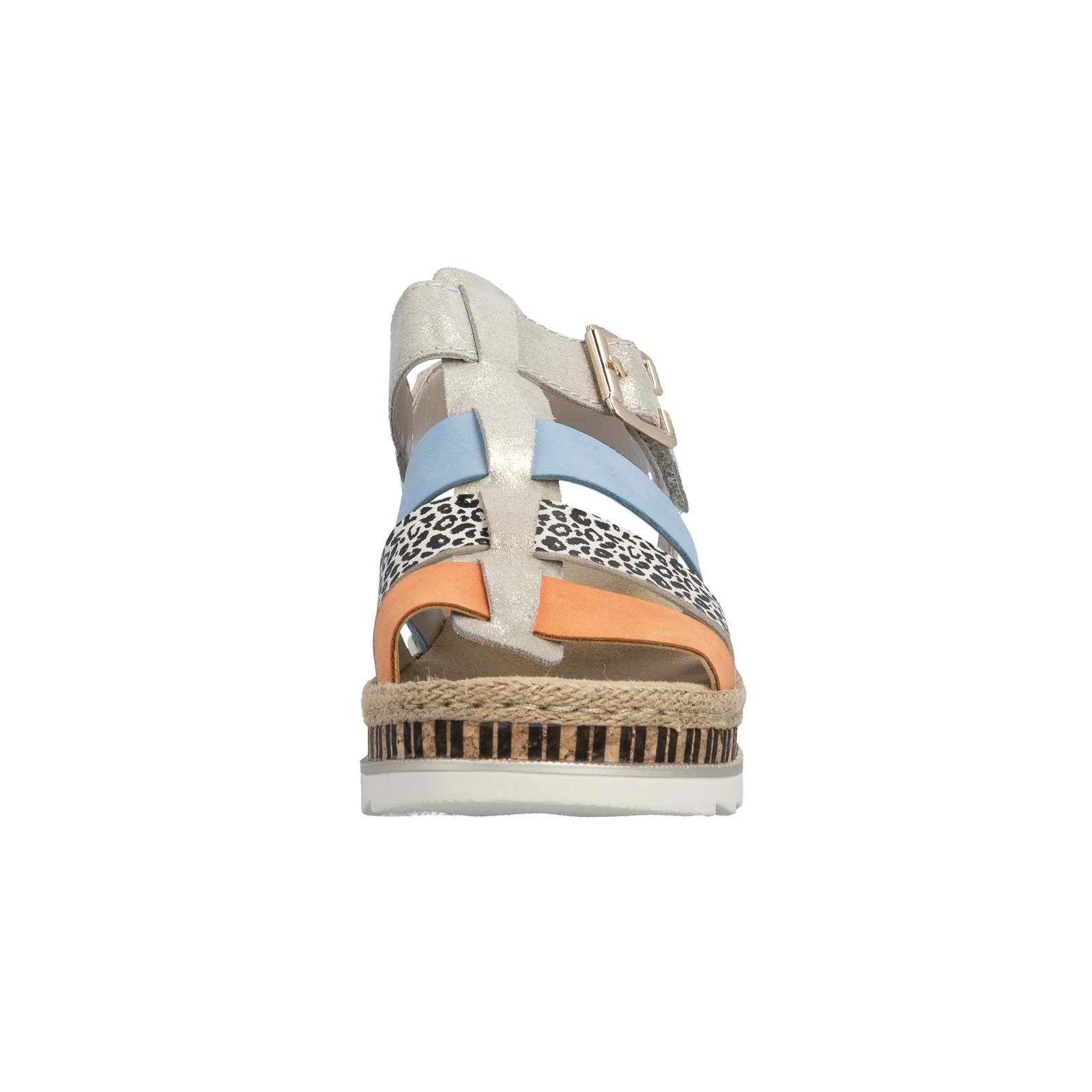 Rieker Regina 04 Wedge Sandal (Women) - Nude/Pumpkin/Kreide/Aqua - Image 5