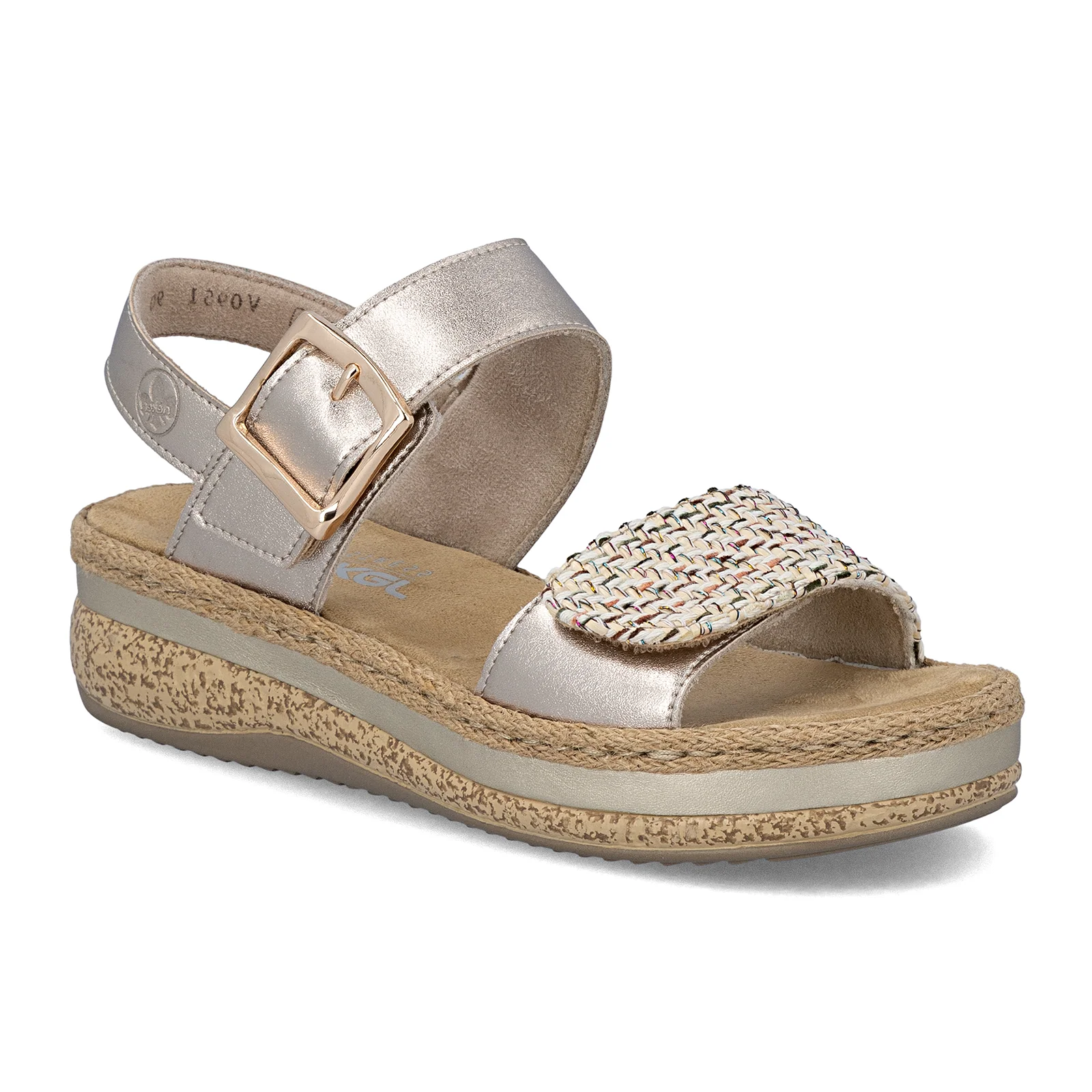Rieker Regina 51 Wedge Sandal (Women) - Beige/Lightbrass - Image 3
