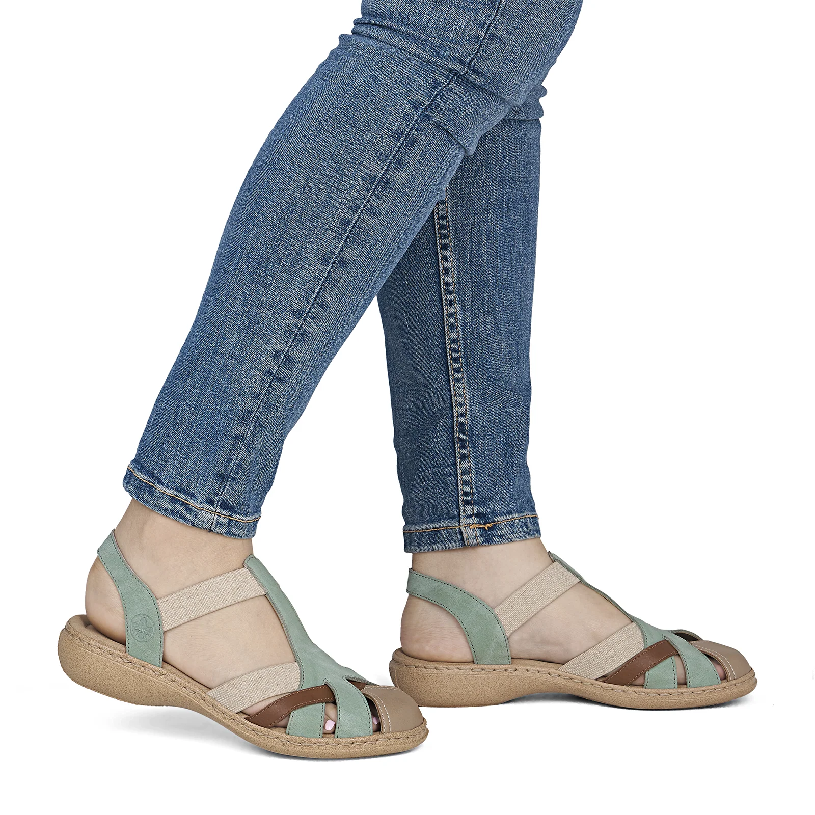 Rieker Regina 52 Backstrap Sandal (Women) - Beige/Cayenne/Mint - Image 10