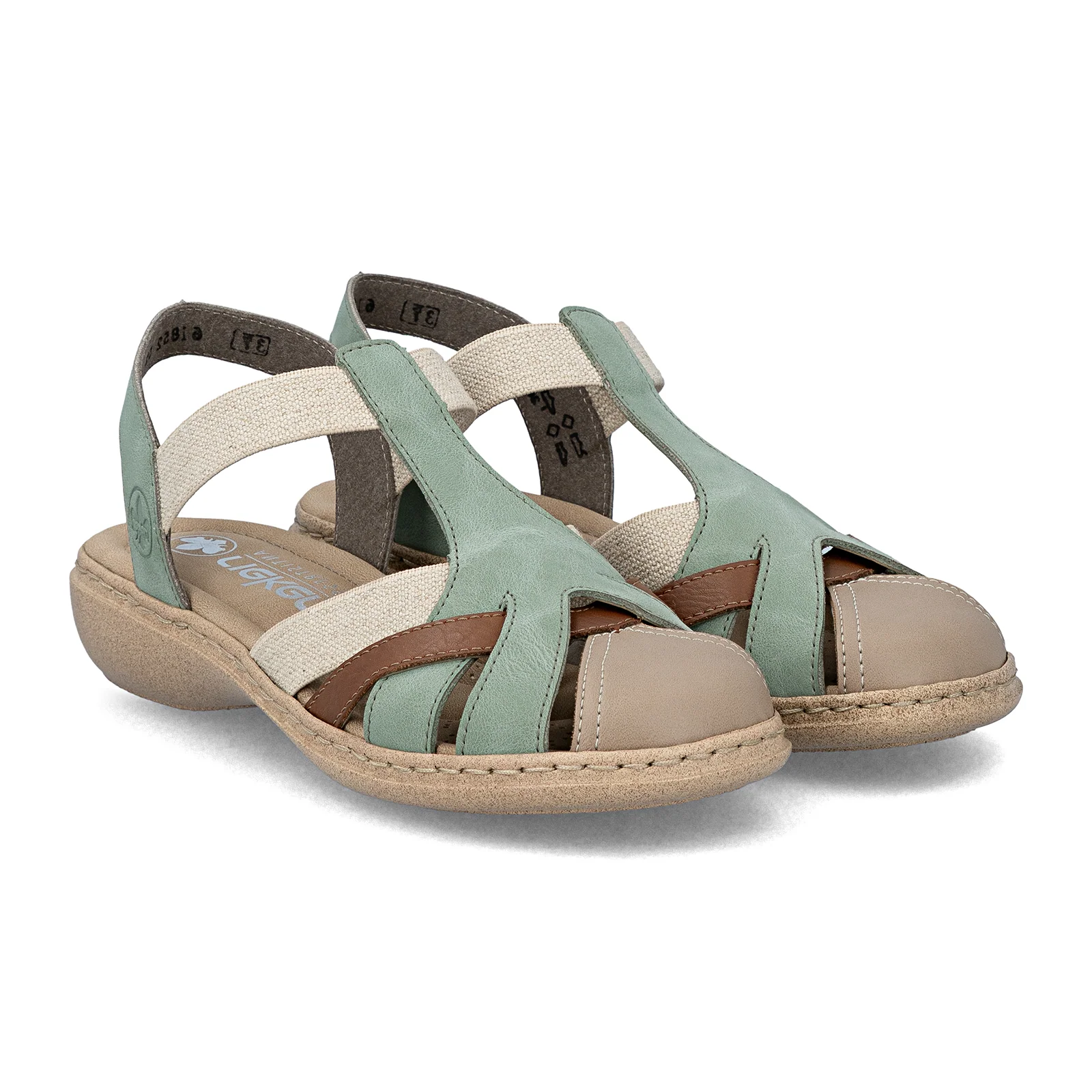 Rieker Regina 52 Backstrap Sandal (Women) - Beige/Cayenne/Mint - Image 4