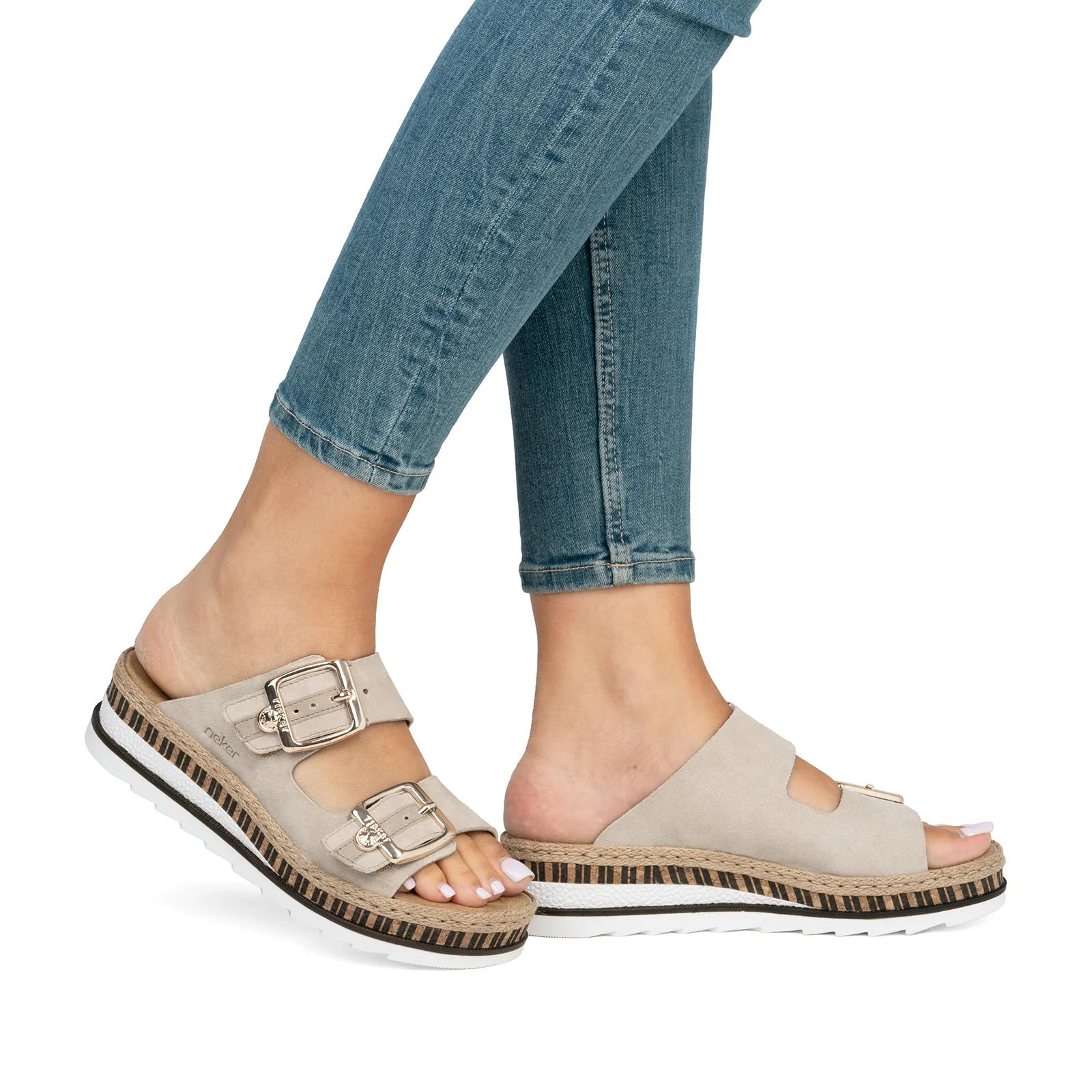 Rieker Regina 55 Slide Sandal (Women) - Iceberg/Nude - Image 8
