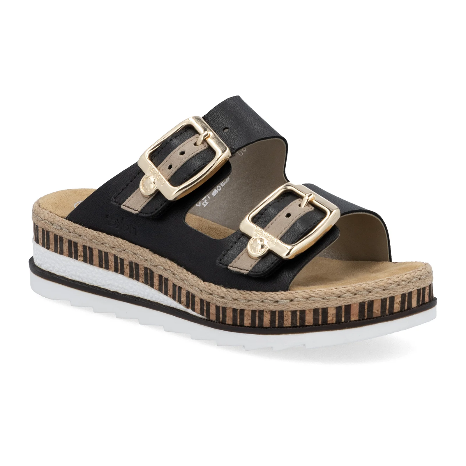 Rieker Regina 55 Slide Sandal (Women) - Schwarz/Nude - Image 3