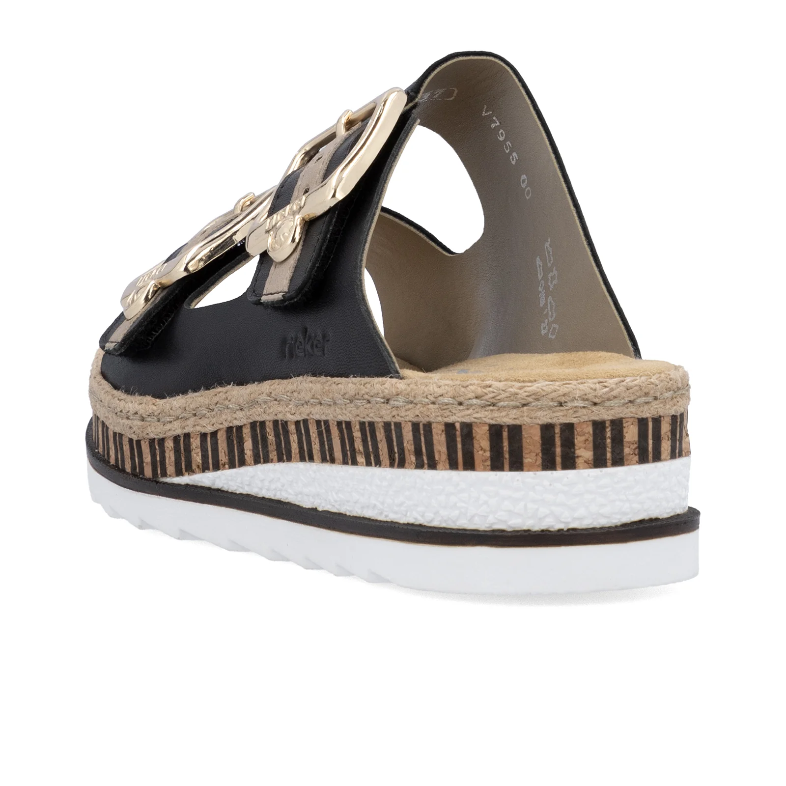 Rieker Regina 55 Slide Sandal (Women) - Schwarz/Nude - Image 4