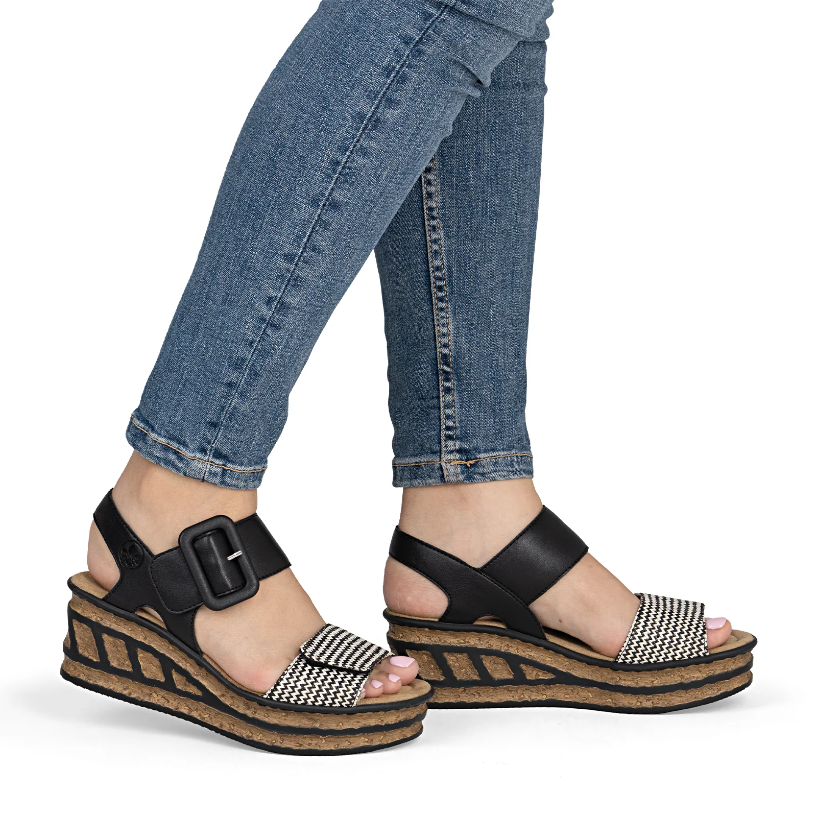 Rieker Rose 72 Wedge Sandal (Women) - Black Multi - Image 10