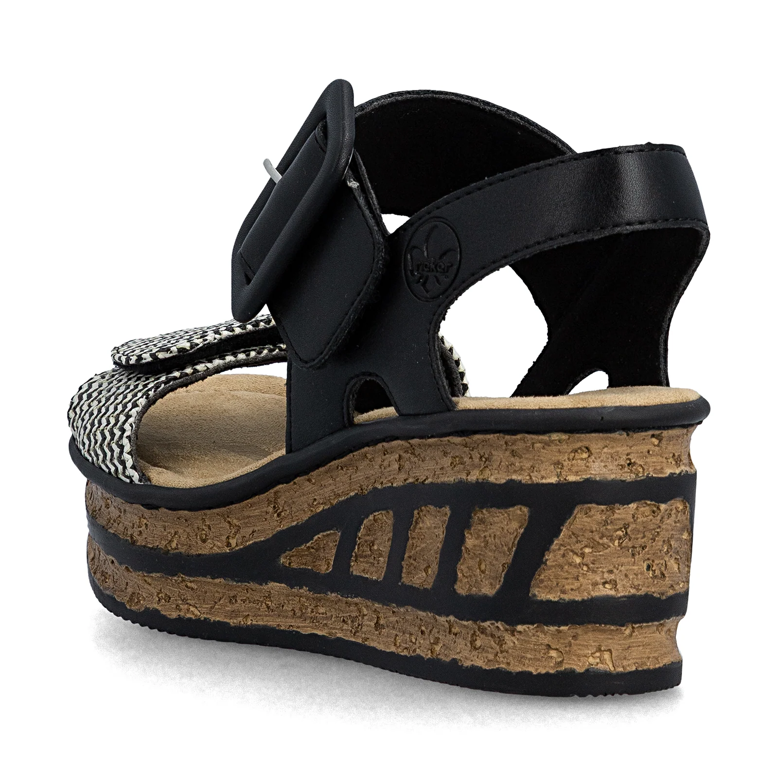 Rieker Rose 72 Wedge Sandal (Women) - Black Multi - Image 5