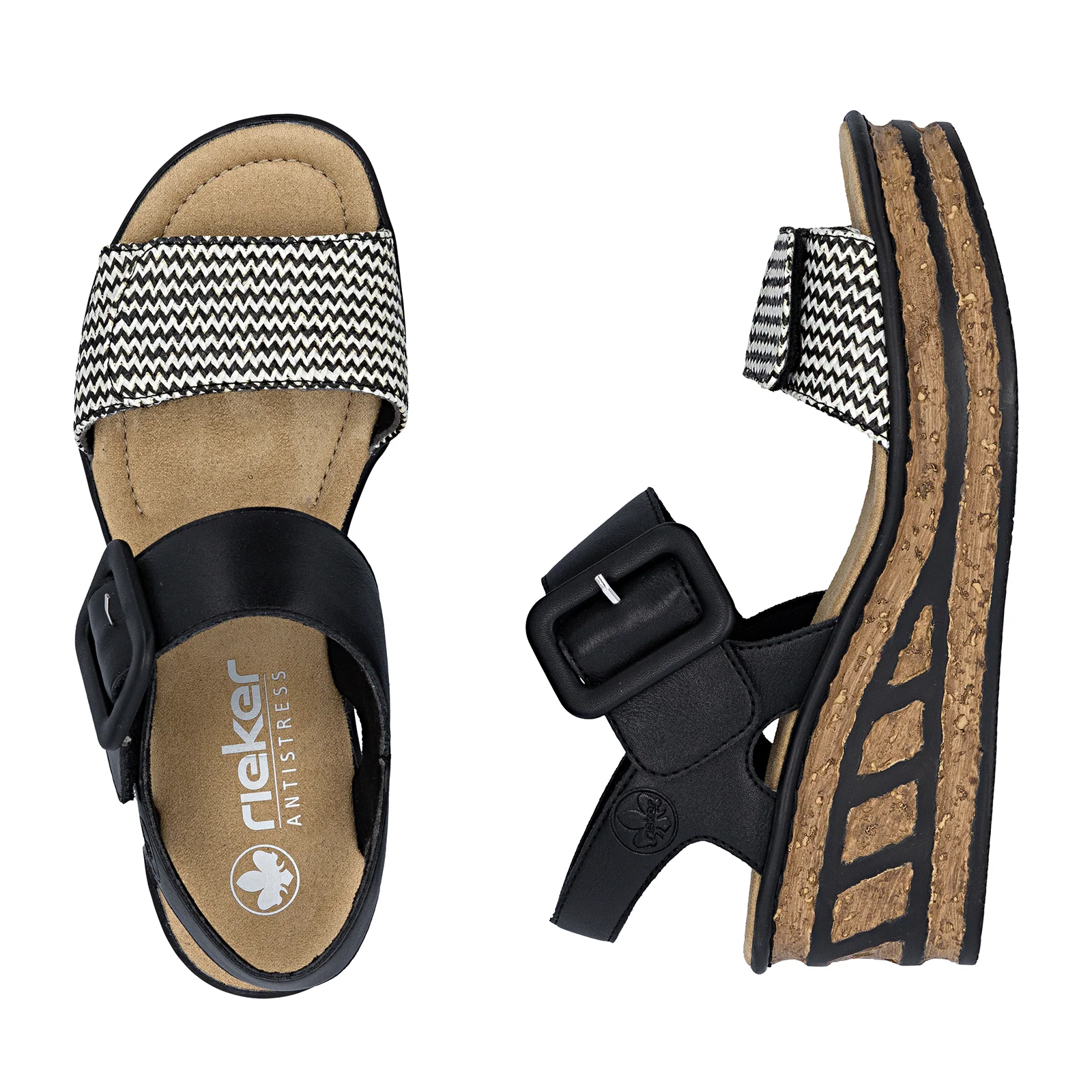 Rieker Rose 72 Wedge Sandal (Women) - Black Multi - Image 7