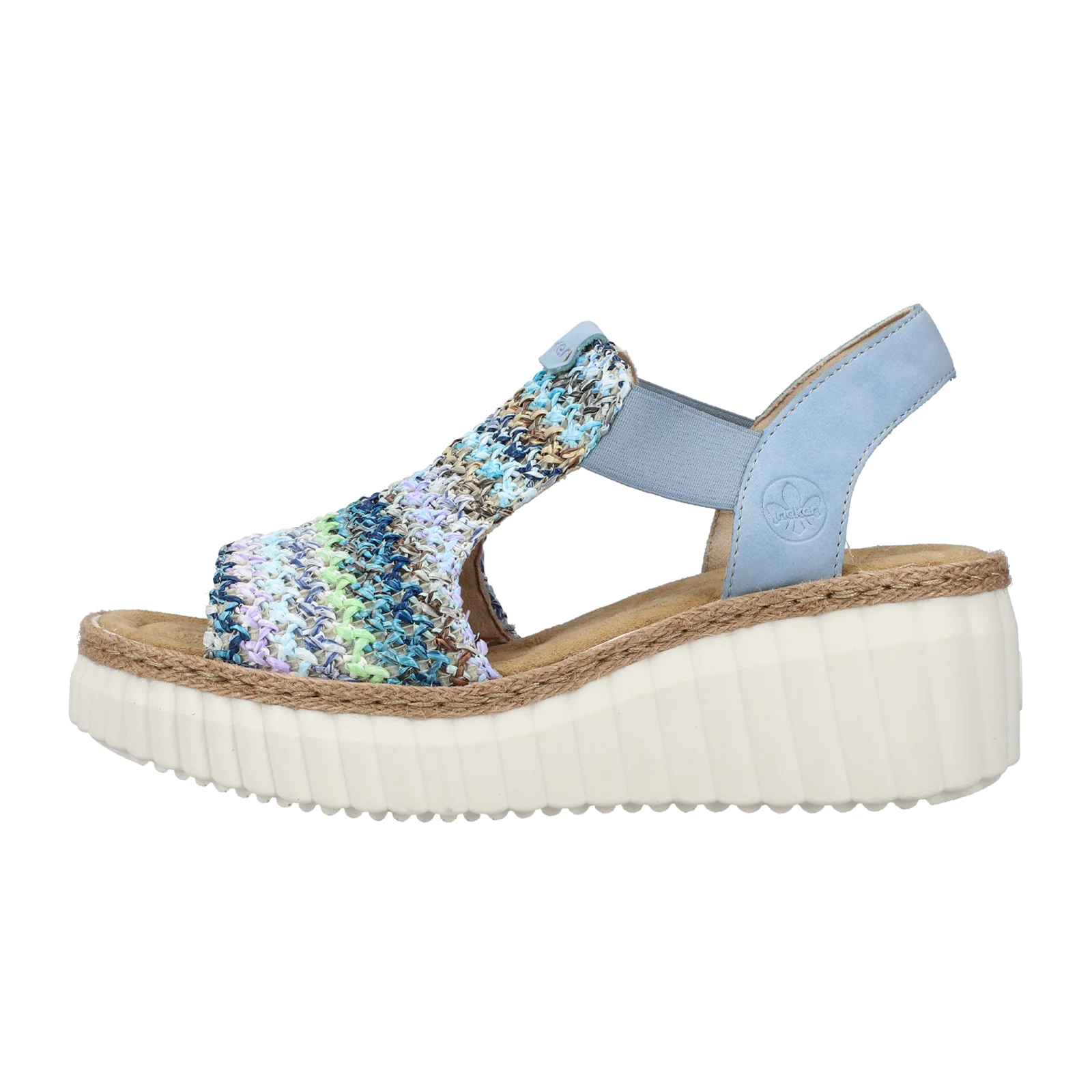 Rieker Rose 72 Wedge Sandal (Women) - Blue Multi/Aqua - Image 2