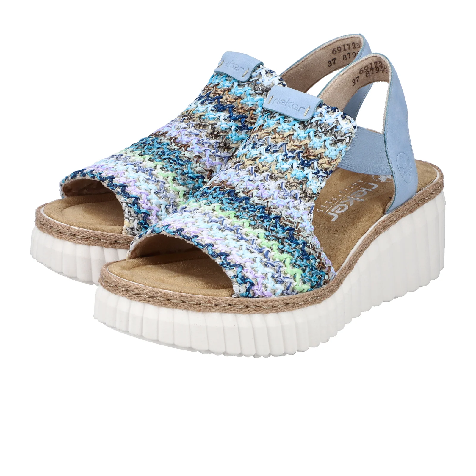 Rieker Rose 72 Wedge Sandal (Women) - Blue Multi/Aqua - Image 3