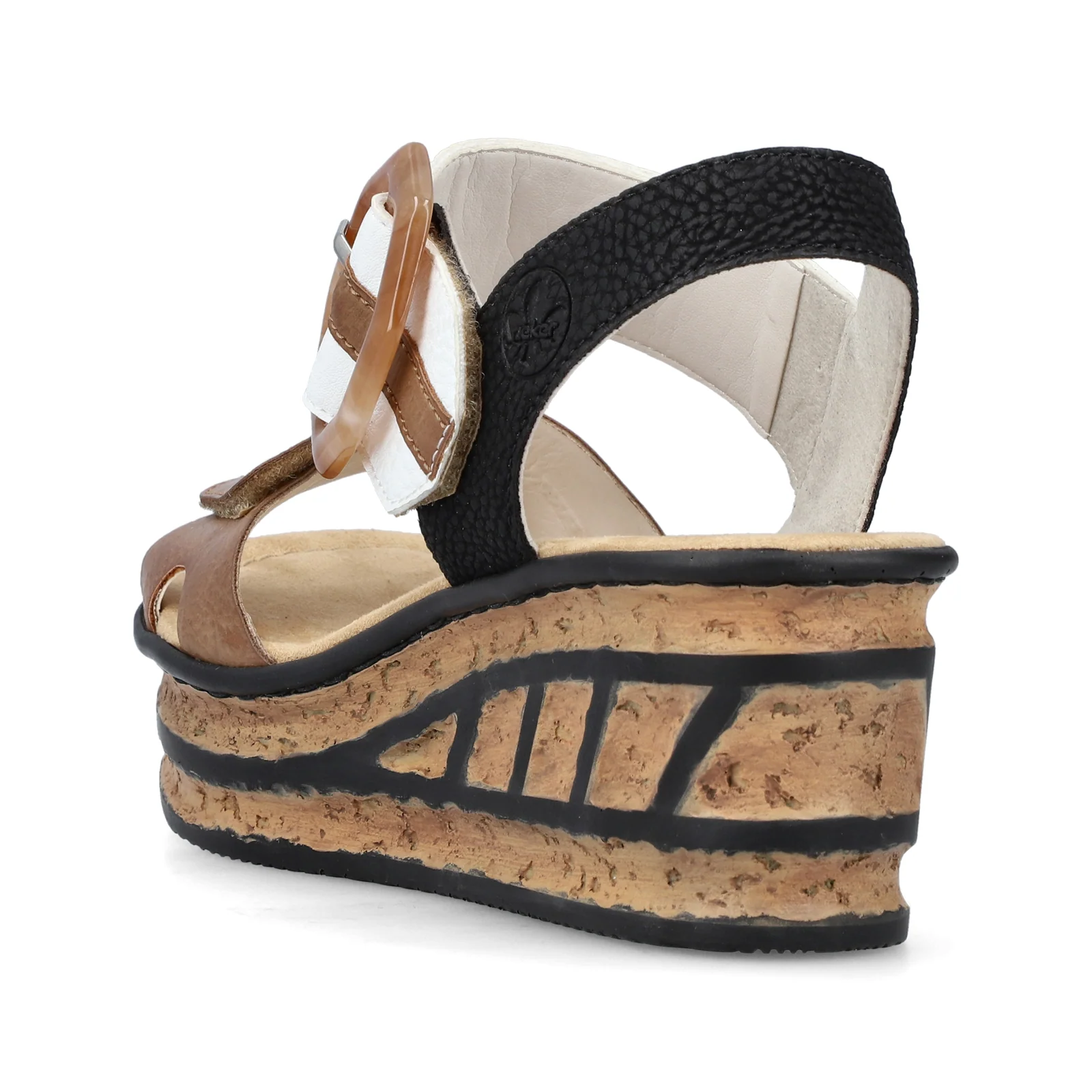 Rieker Rose 76 Wedge Sandal (Women) - Leinen/Weiss/Schwarz Eagle - Image 3