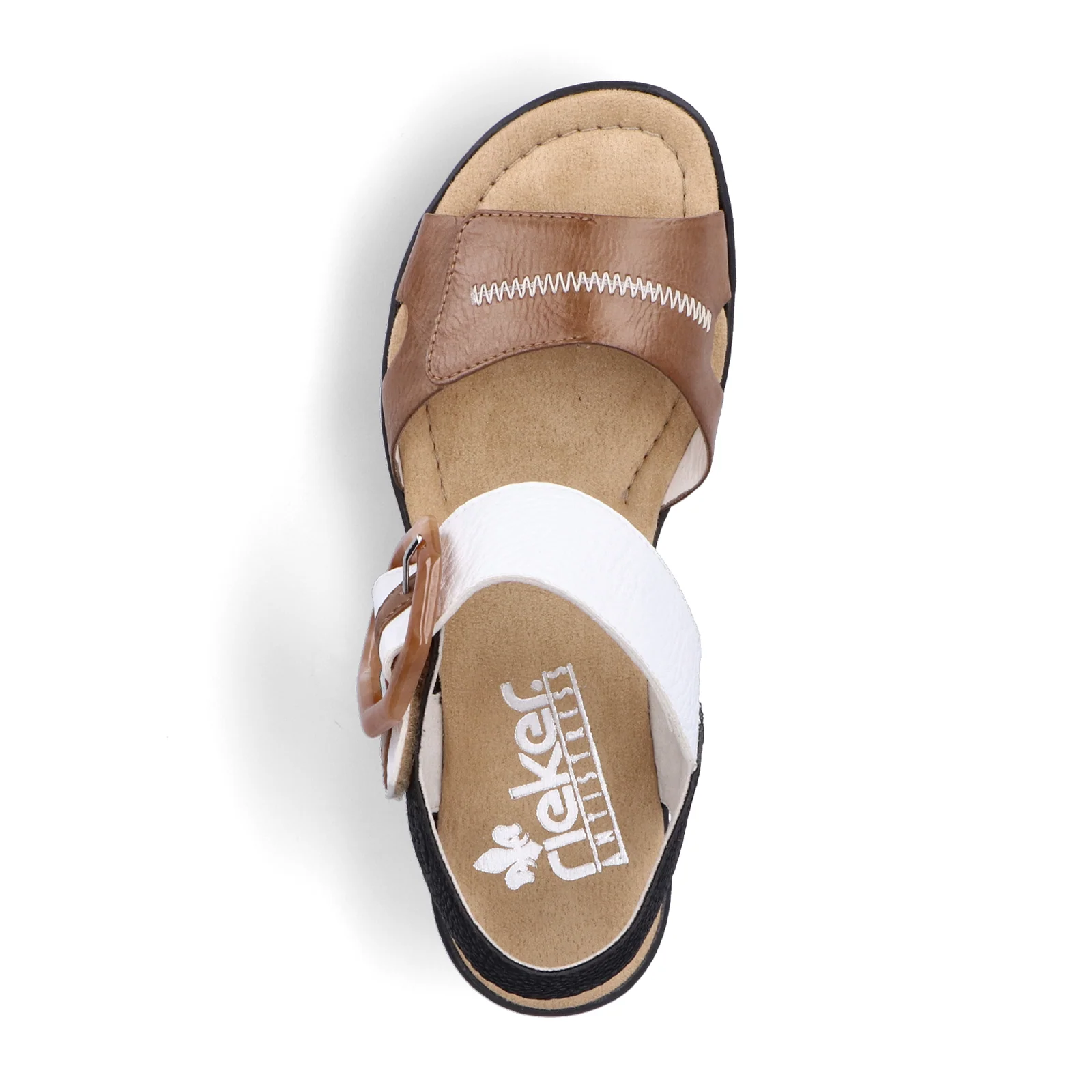Rieker Rose 76 Wedge Sandal (Women) - Leinen/Weiss/Schwarz Eagle - Image 5