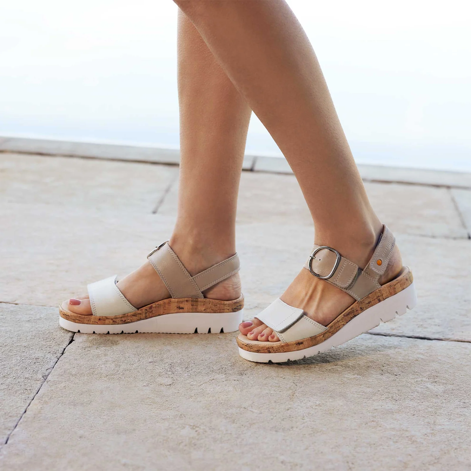 Samuel Hubbard Portola Backstrap Sandal (Women) - Two Tone White Leather - Image 9