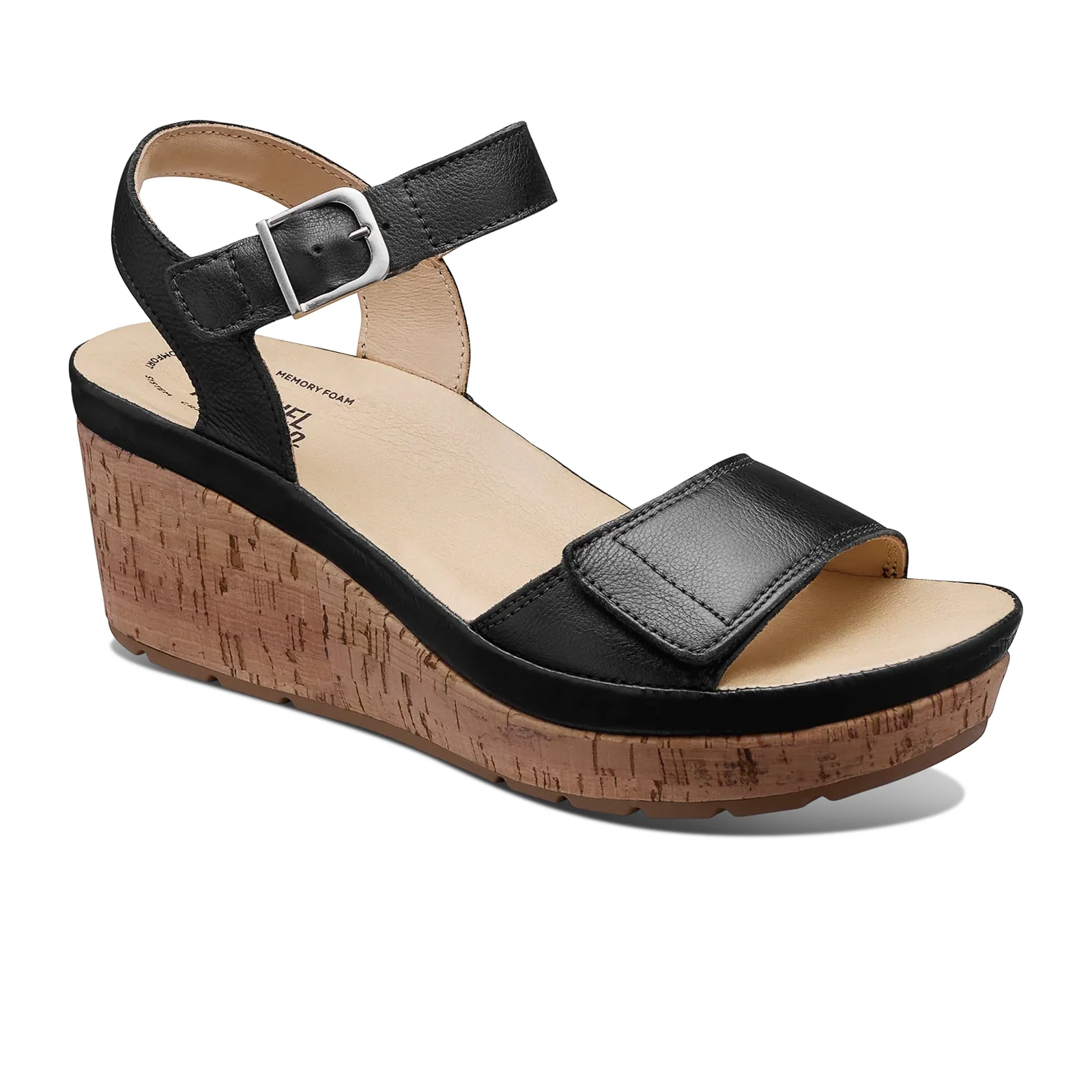 Samuel Hubbard Portola Two Strap Wedge Sandal (Women) - Black Leather - Image 2