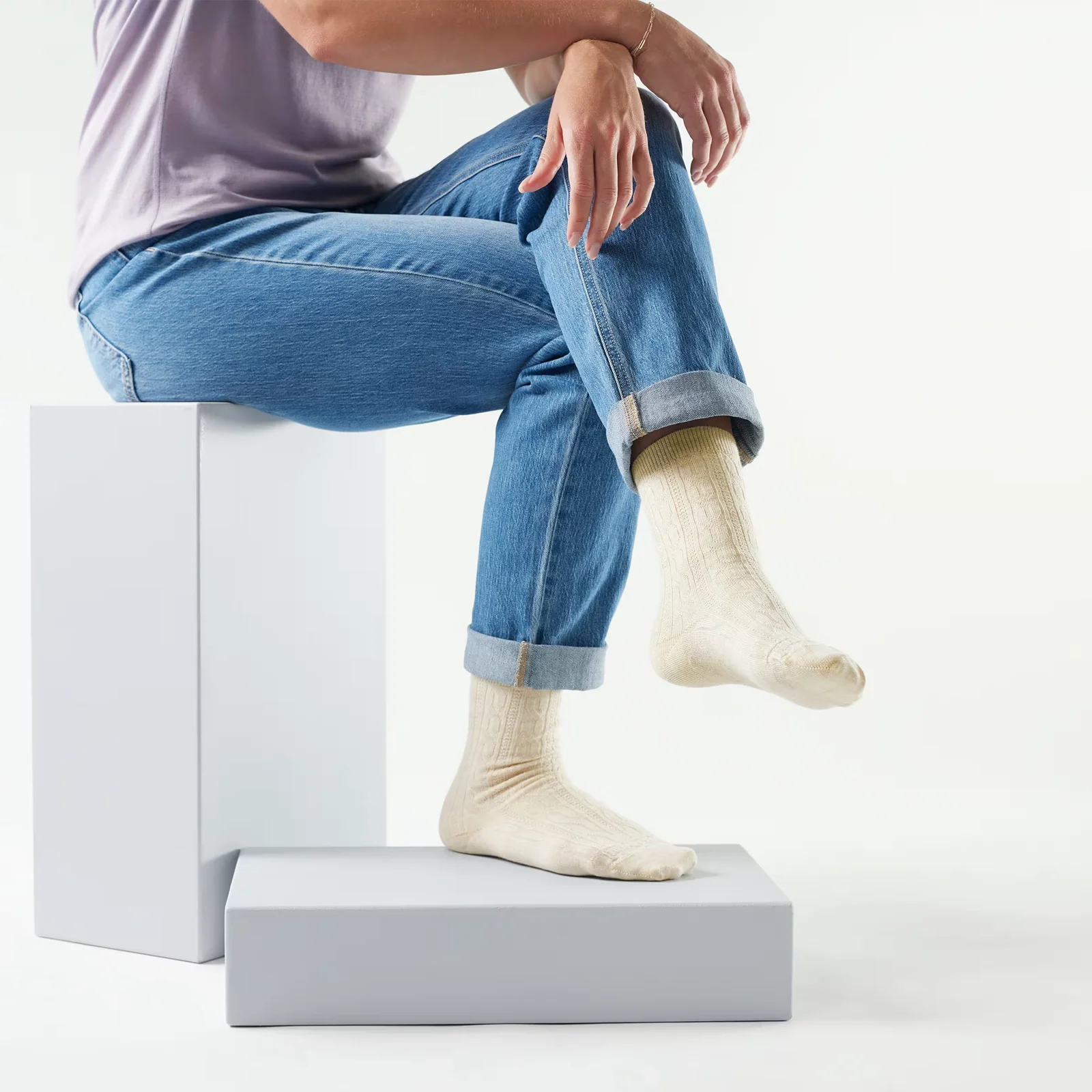 Smartwool Everyday Cable Crew Sock (Women) - Moonbeam - Image 3