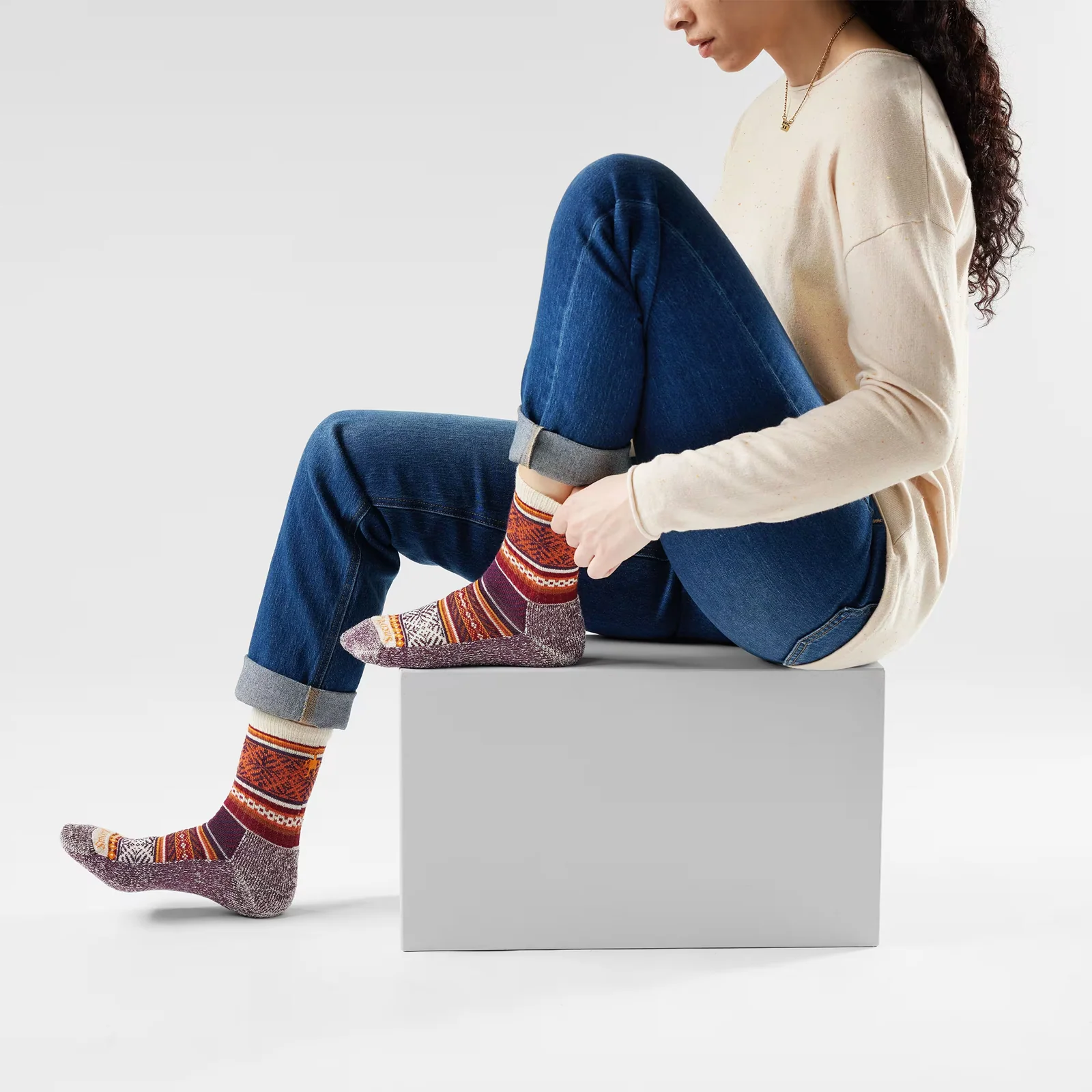 Smartwool Everyday Cozy Fair Isle Sweater Crew Sock (Unisex) - Moonbeam - Image 3