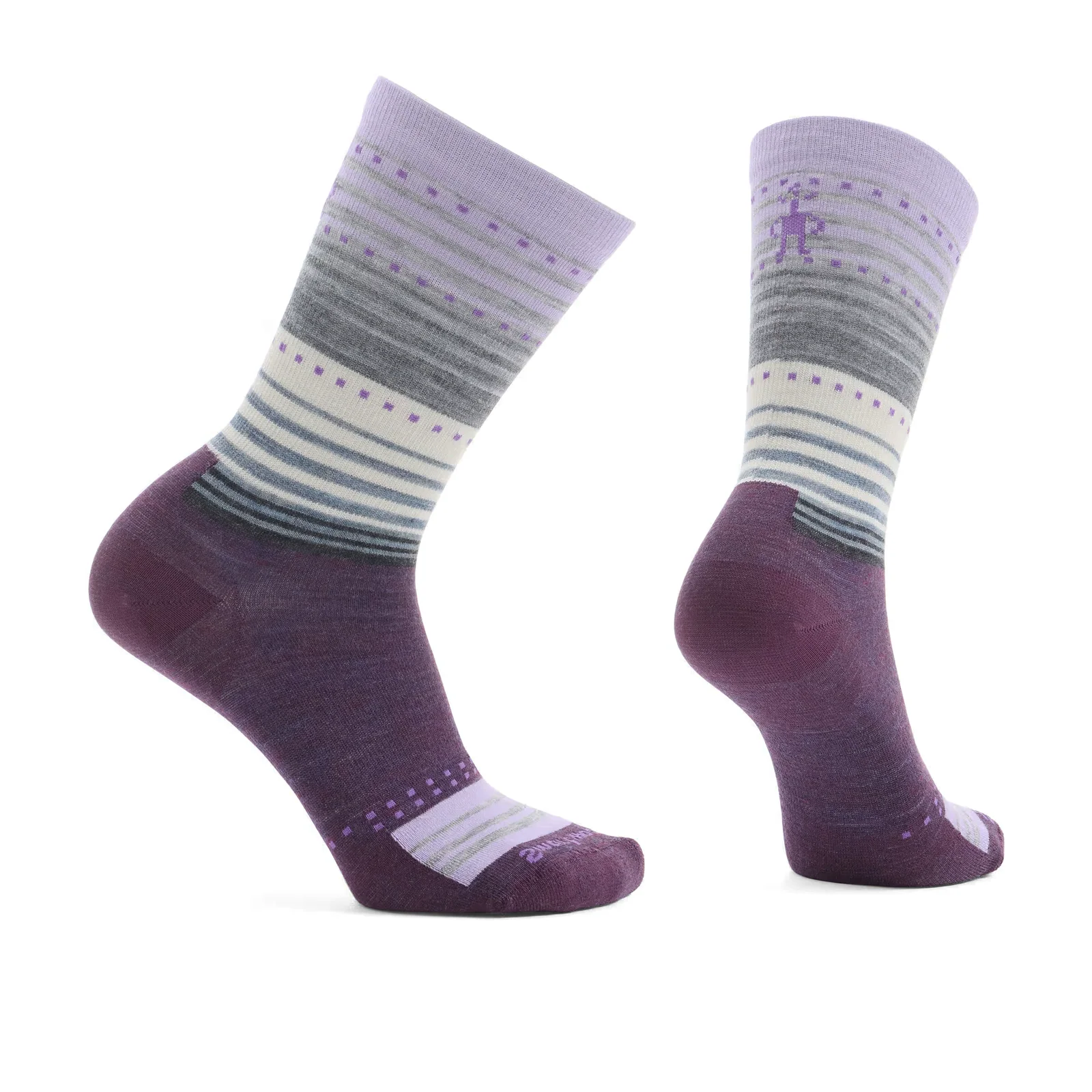 Smartwool Everyday Stitch Stripe Crew Sock (Unisex) - Fossil/Purple