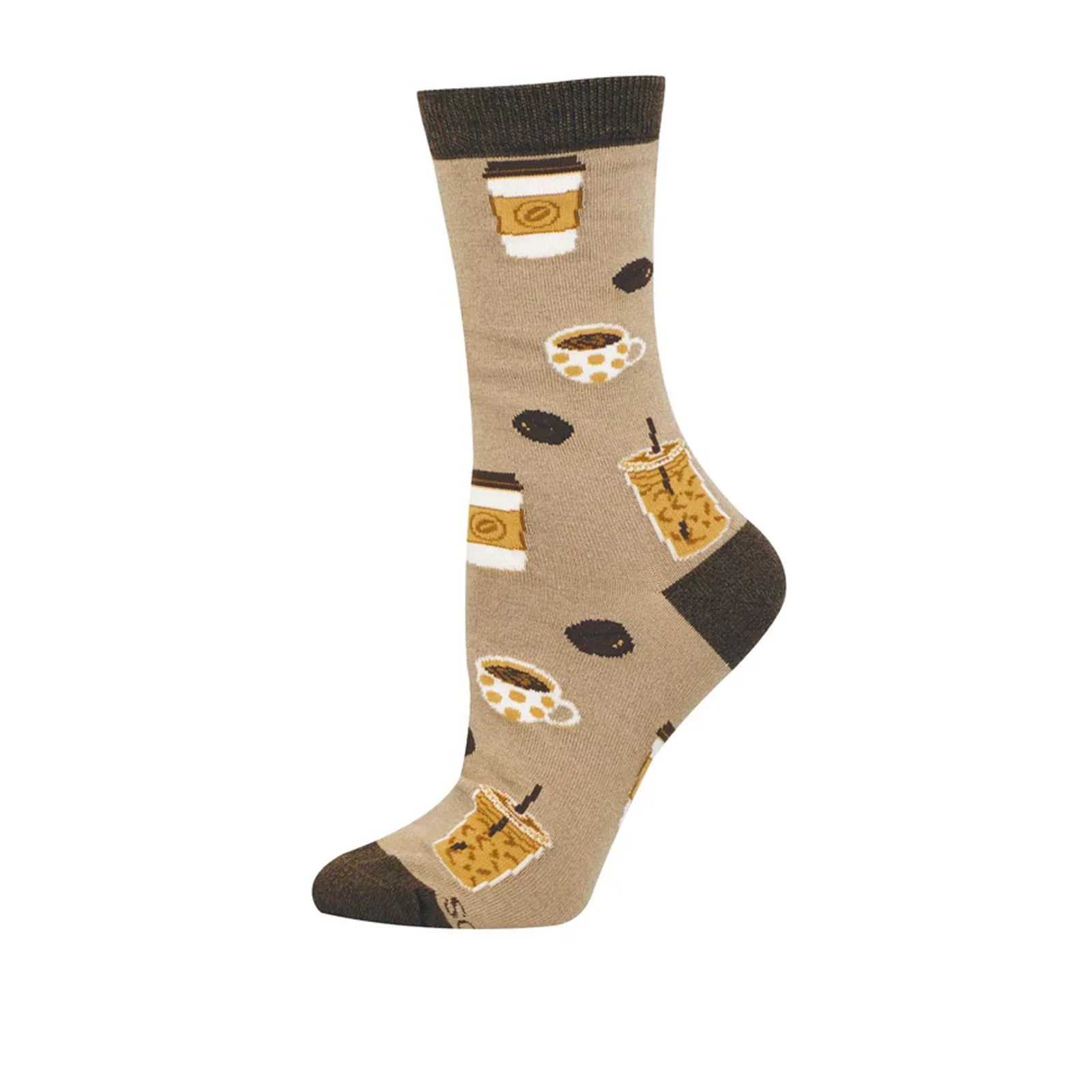 SockSmith Coffee, Coffee, Coffee Crew Sock (Women) - Brown - Image 2