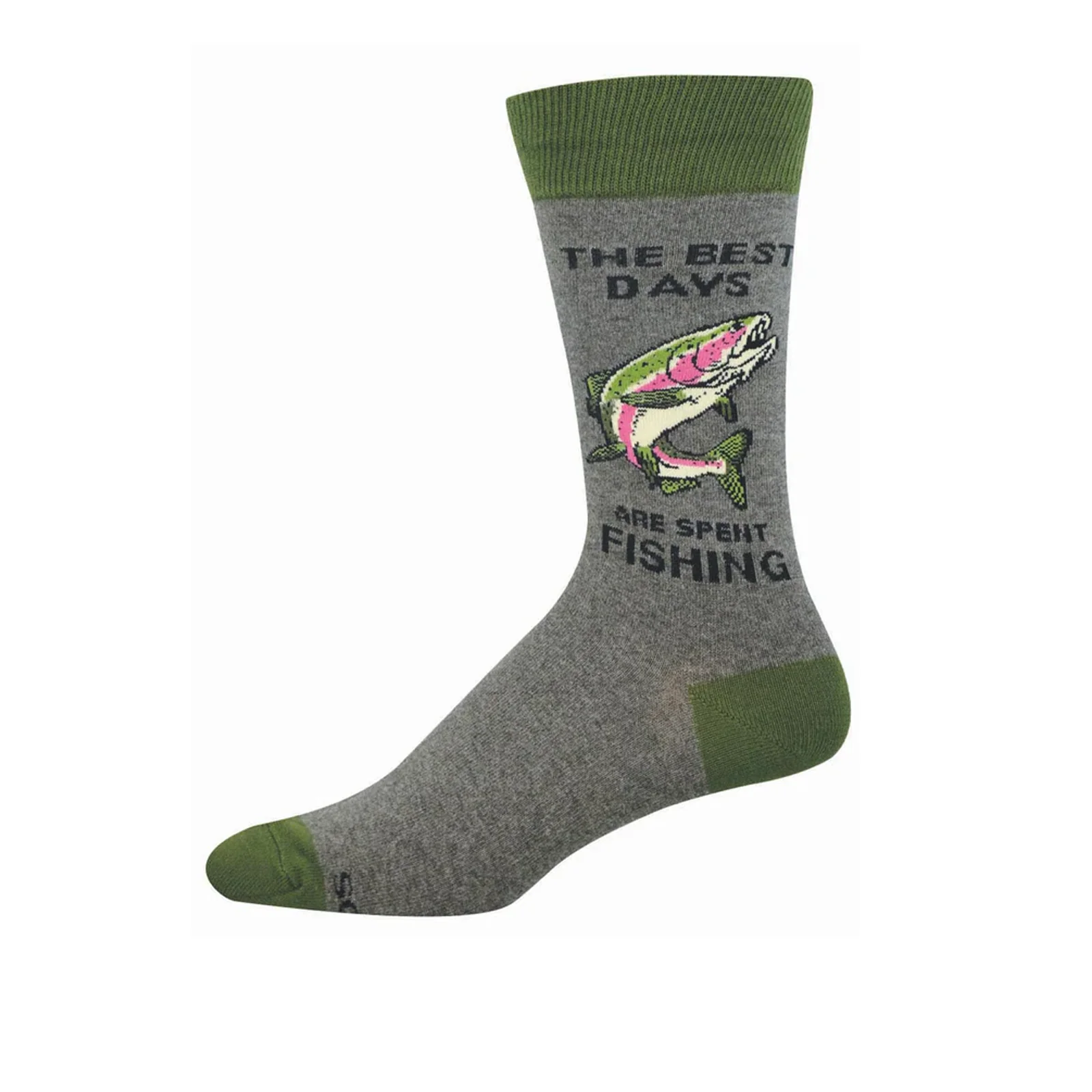 SockSmith Days Spent Fishing Crew Sock (Men) - Gray Heather - Image 2