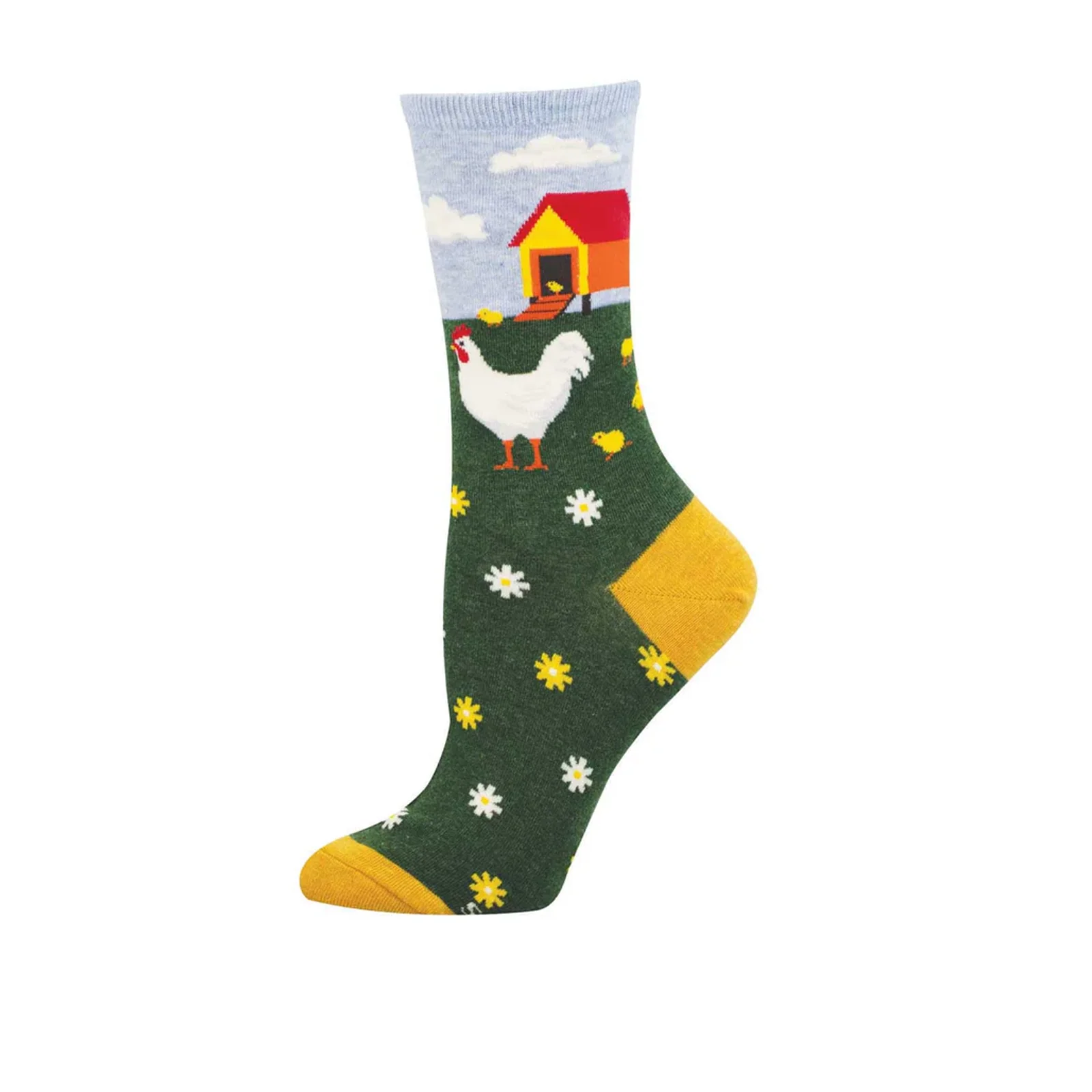SockSmith Mother Hen Crew Sock (Women) - Green Heather - Image 2