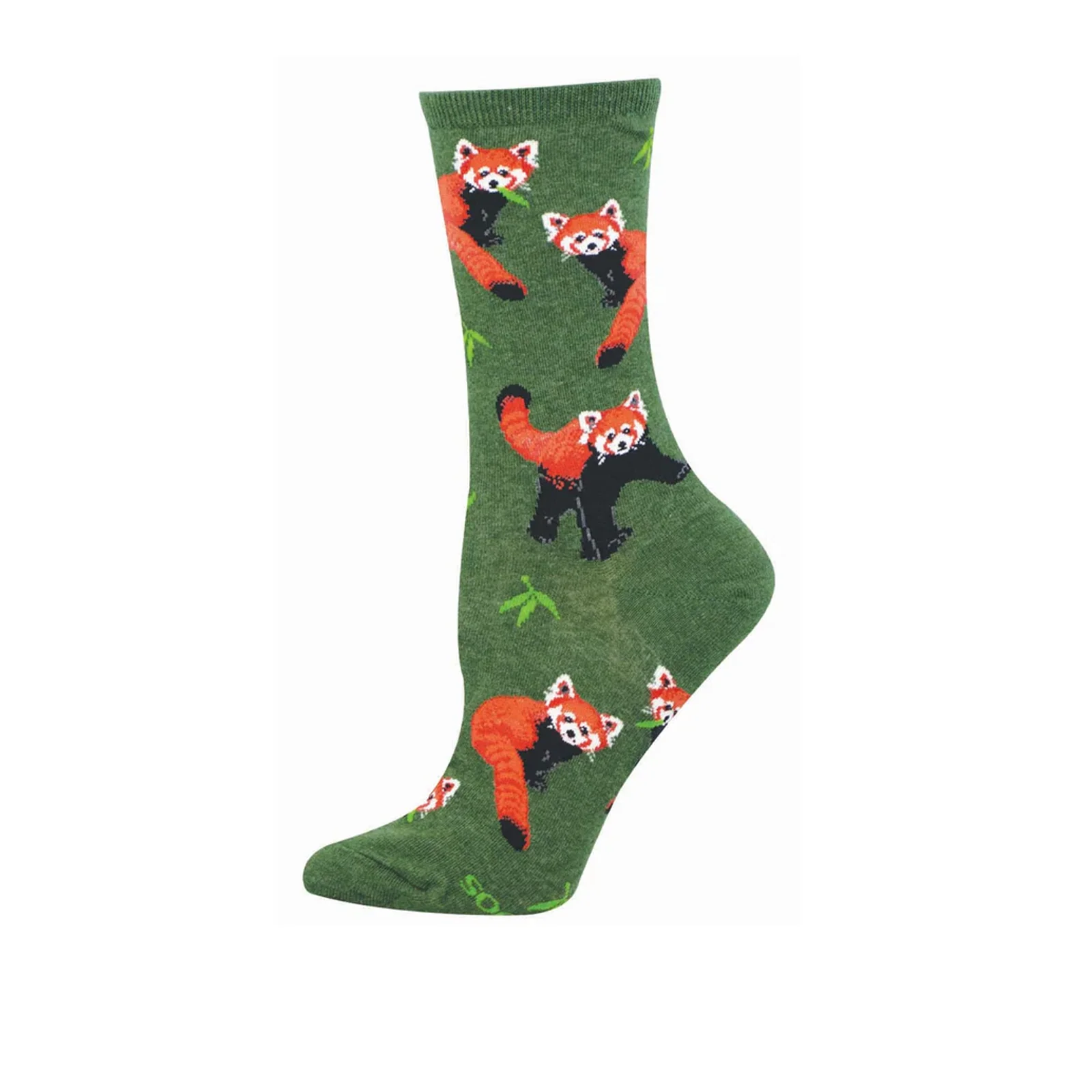 SockSmith Red Pandamonium Crew Sock (Women) - Green Heather - Image 2