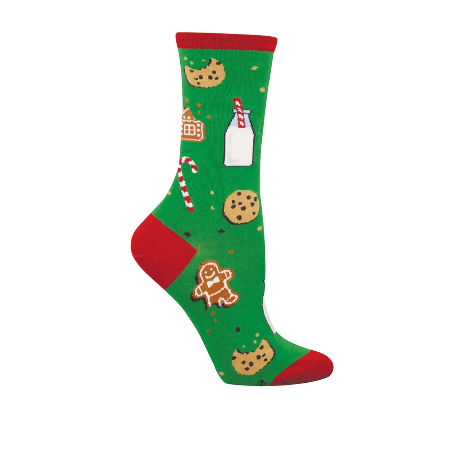 SockSmith Santa's Milk And Cookies Crew Sock (Women) - Green