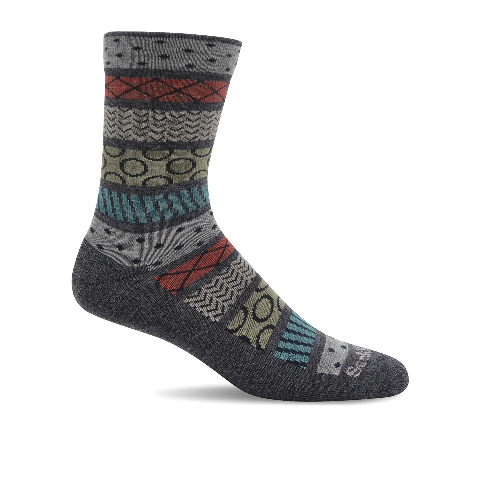 Sockwell Fairisle Pop Crew Sock (Women) - Charcoal