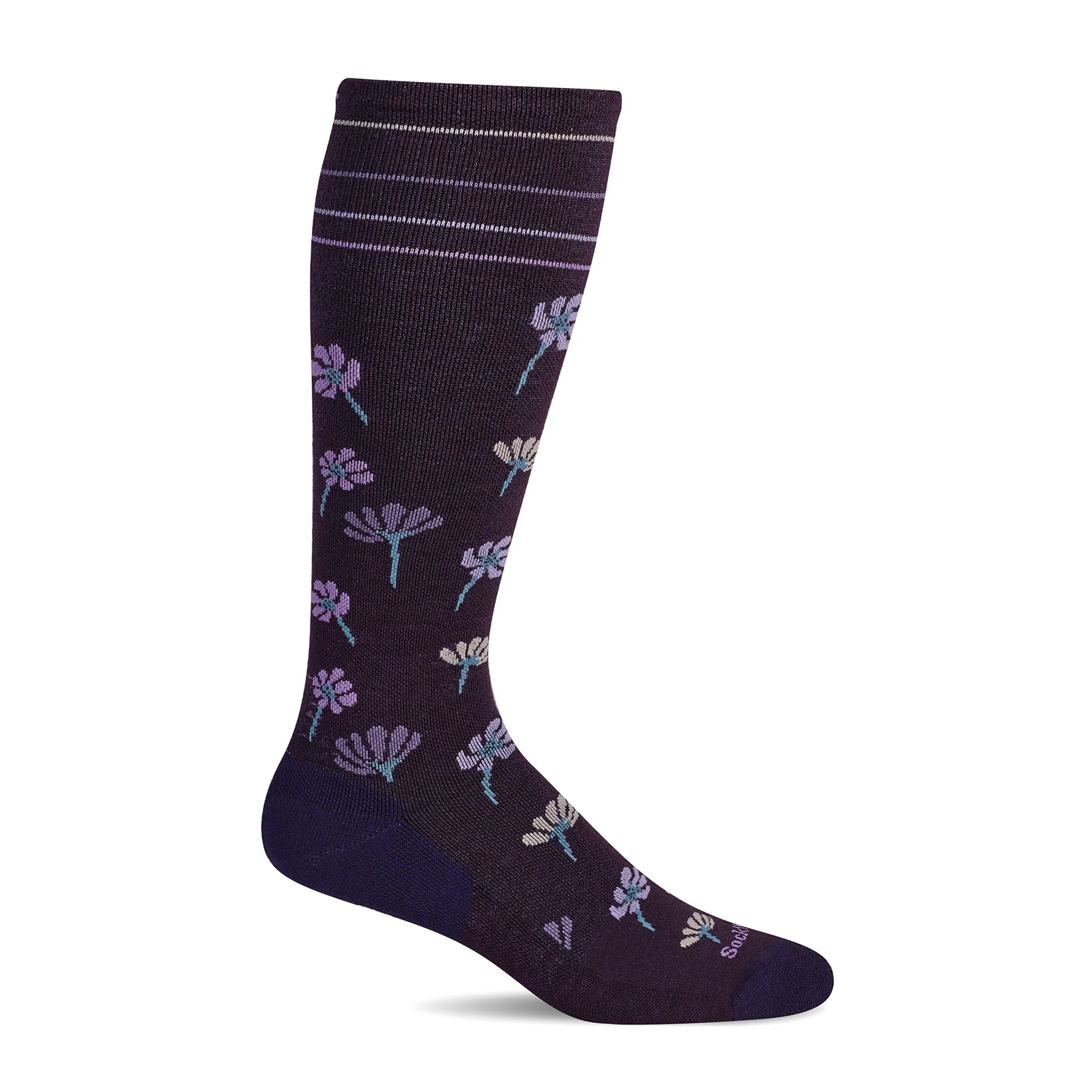 Sockwell Field Flower Over the Calf Compression Sock (Women) - Blackberry