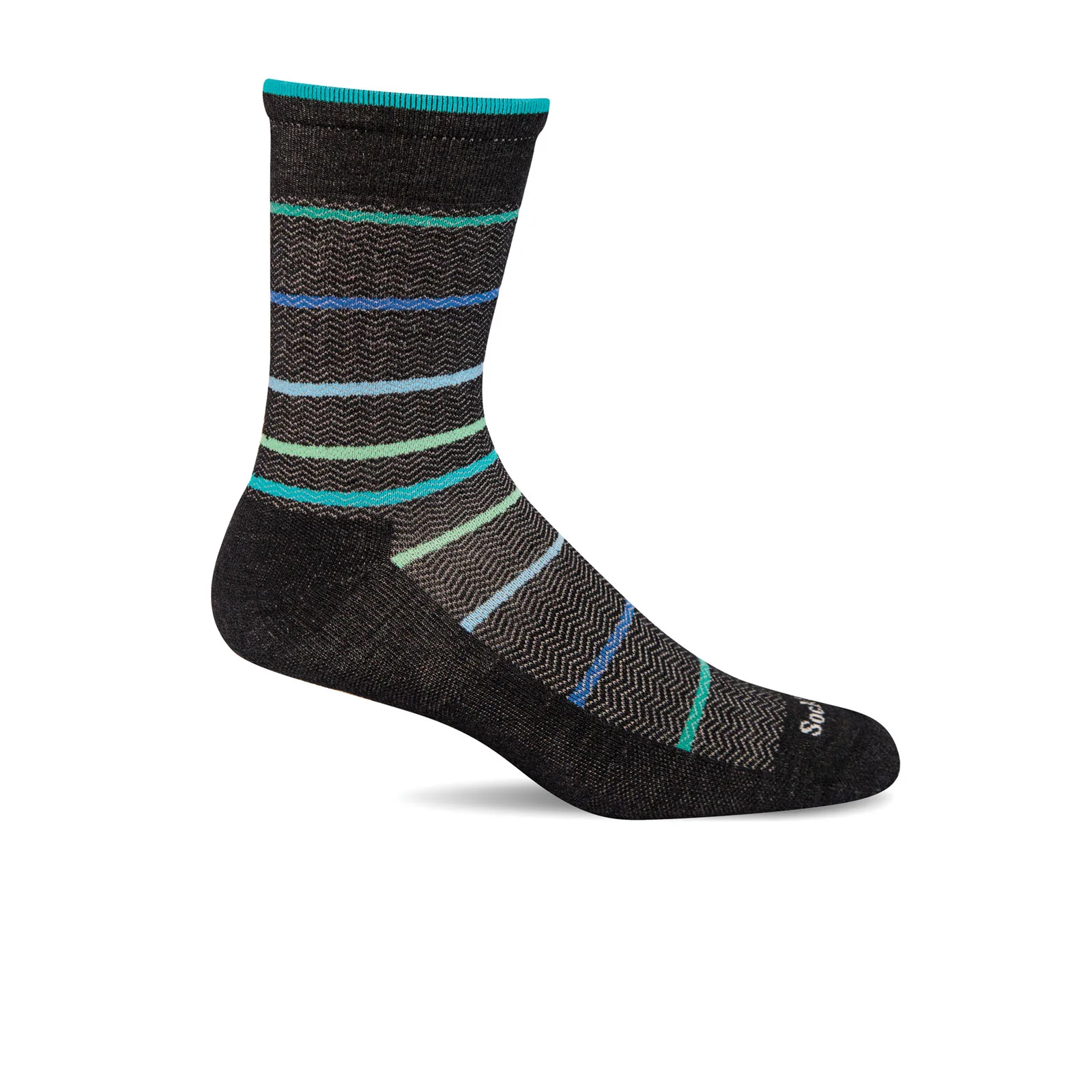 Sockwell Herringbone Stripe Crew Sock (Men) - Black