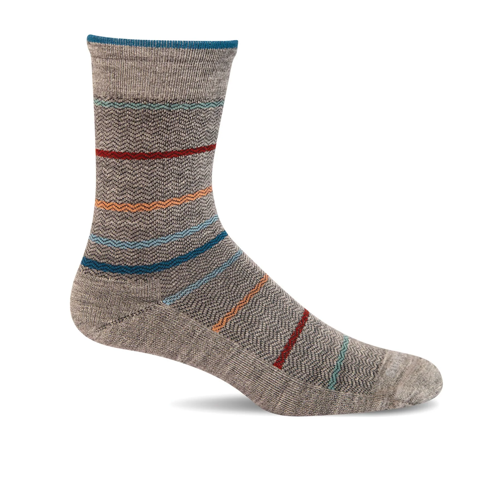 Sockwell Herringbone Stripe Crew Sock (Men) - Light Grey