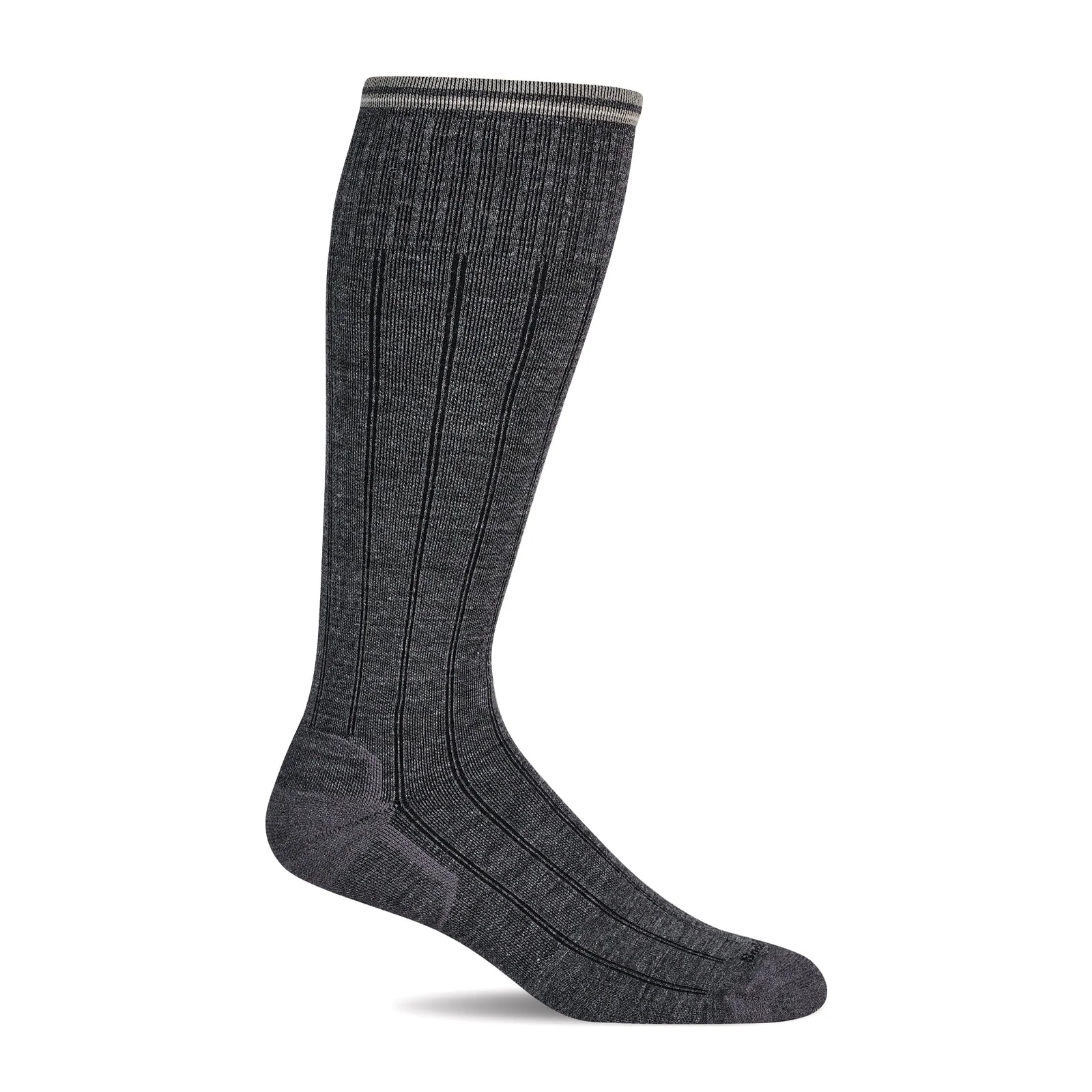 Sockwell High Rise Rib Over the Calf Compression Sock (Men) - Charcoal