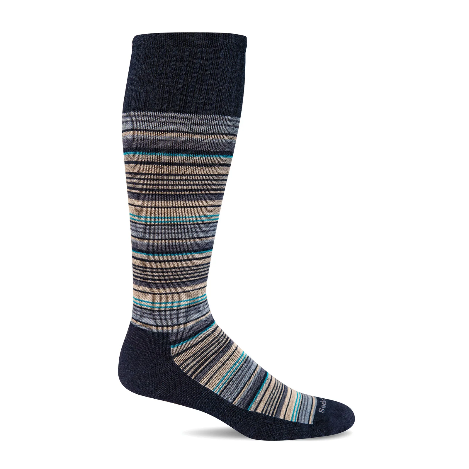 Sockwell Sunset Stripe Over the Calf Compression Sock (Men) - Navy
