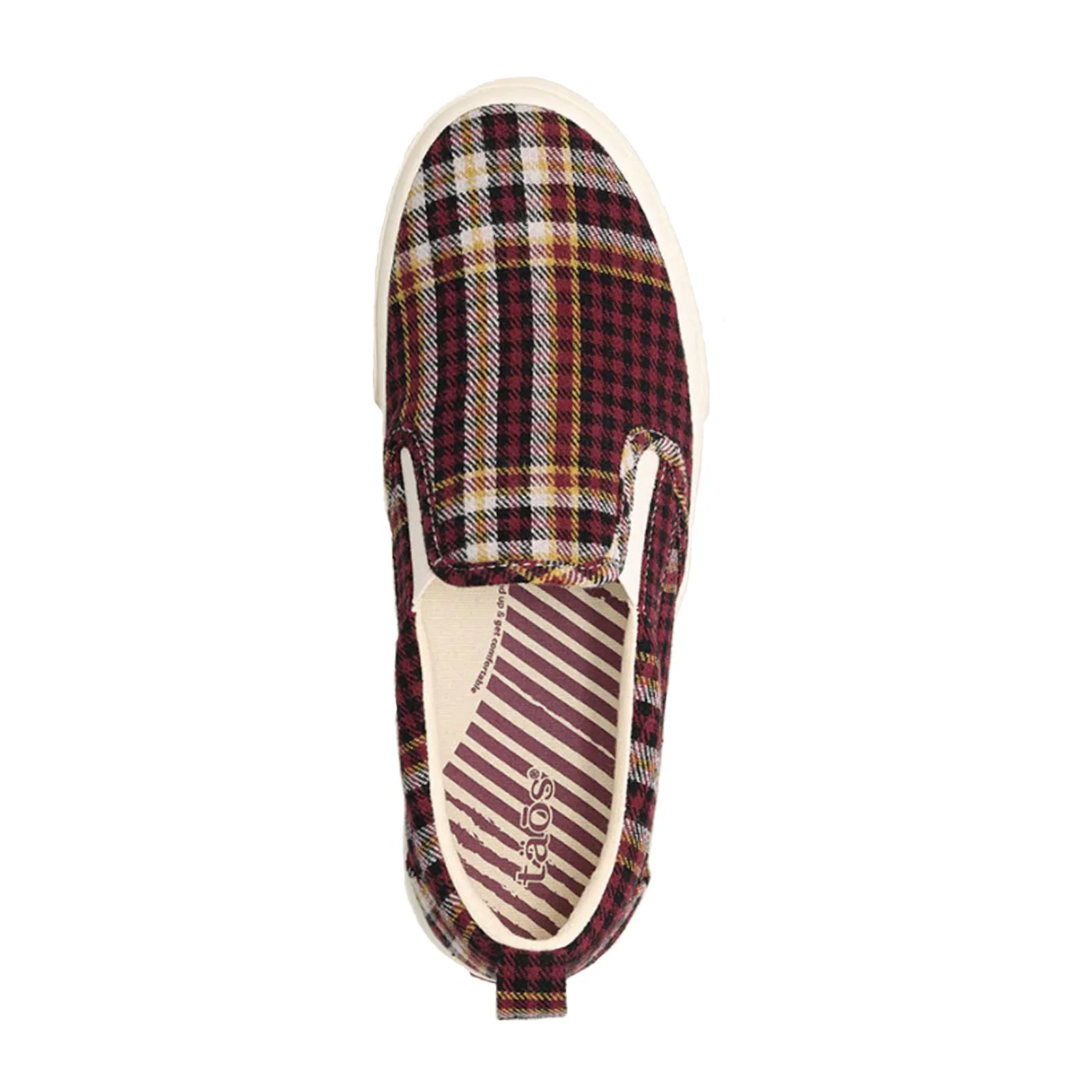 Taos Rubber Soul Slip On Sneaker (Women) - Burgundy Plaid - Image 2