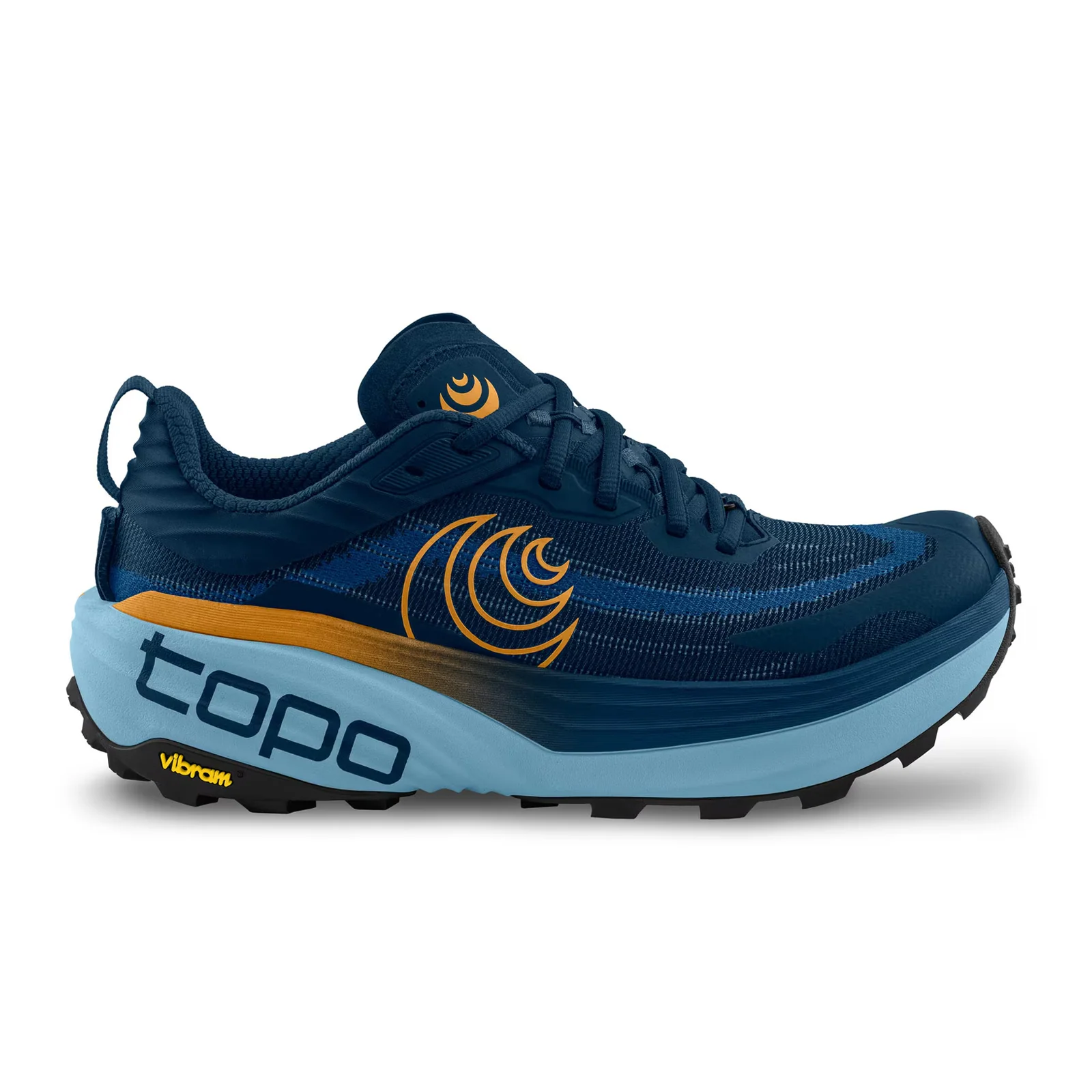 Topo Vista Running Shoe (Men) - Navy/Orange