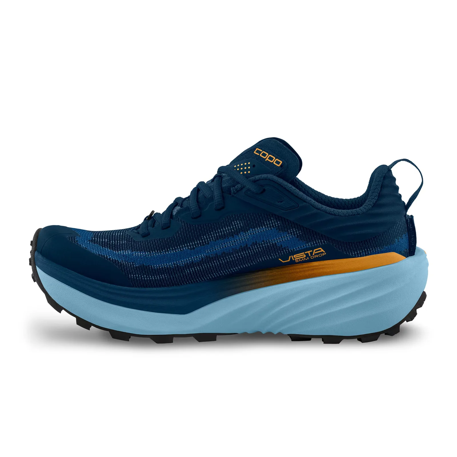 Topo Vista Running Shoe (Men) - Navy/Orange - Image 2