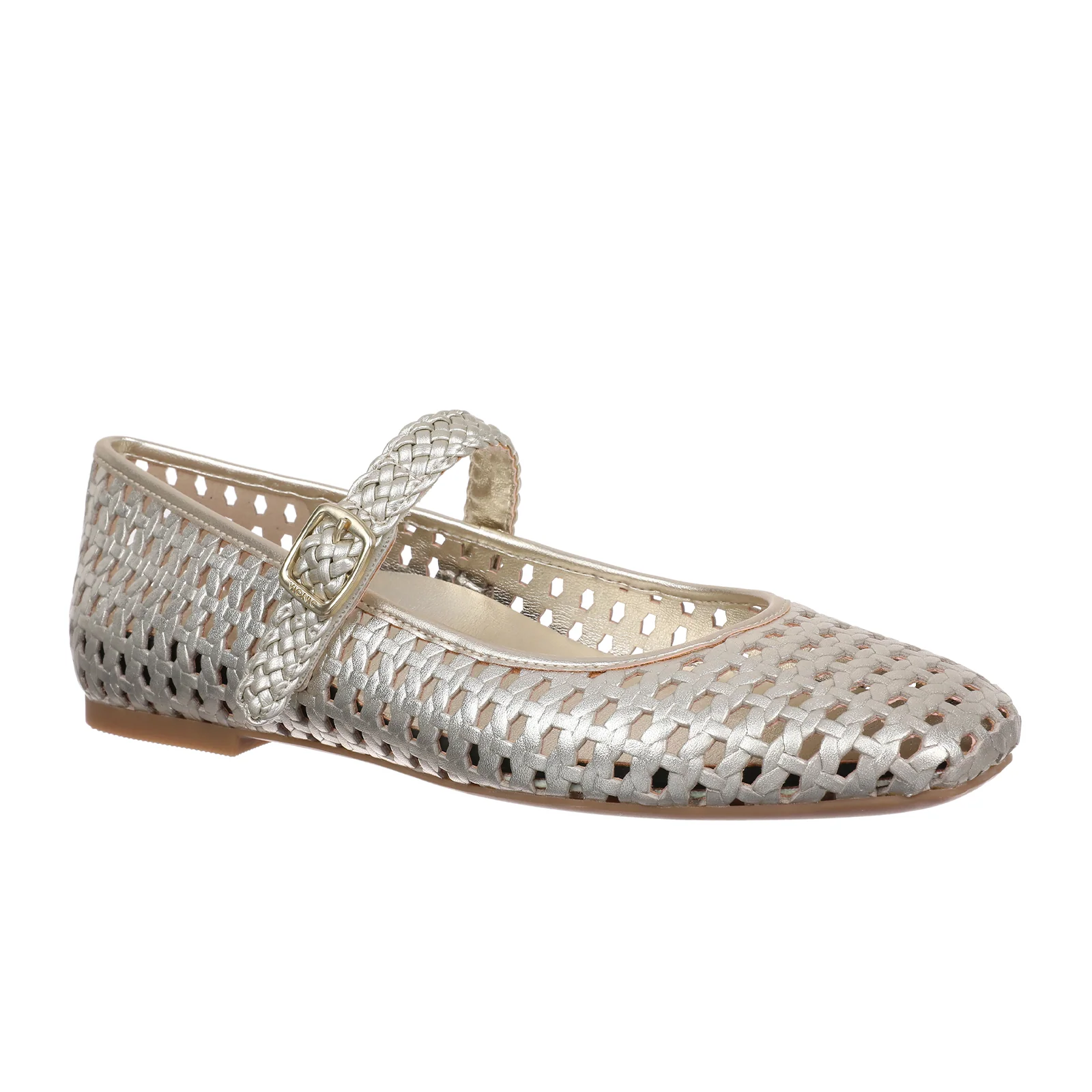 Vionic Alameda Woven Mary Jane Flat (Women) - Gold Leather