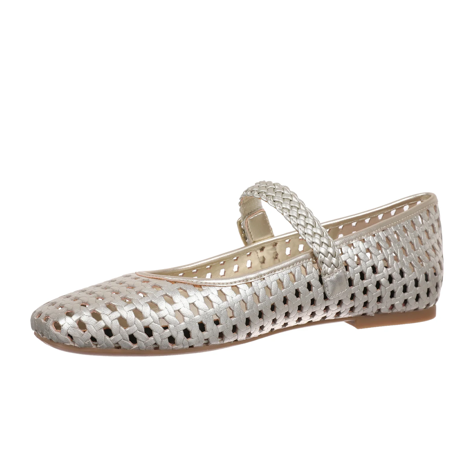 Vionic Alameda Woven Mary Jane Flat (Women) - Gold Leather - Image 2
